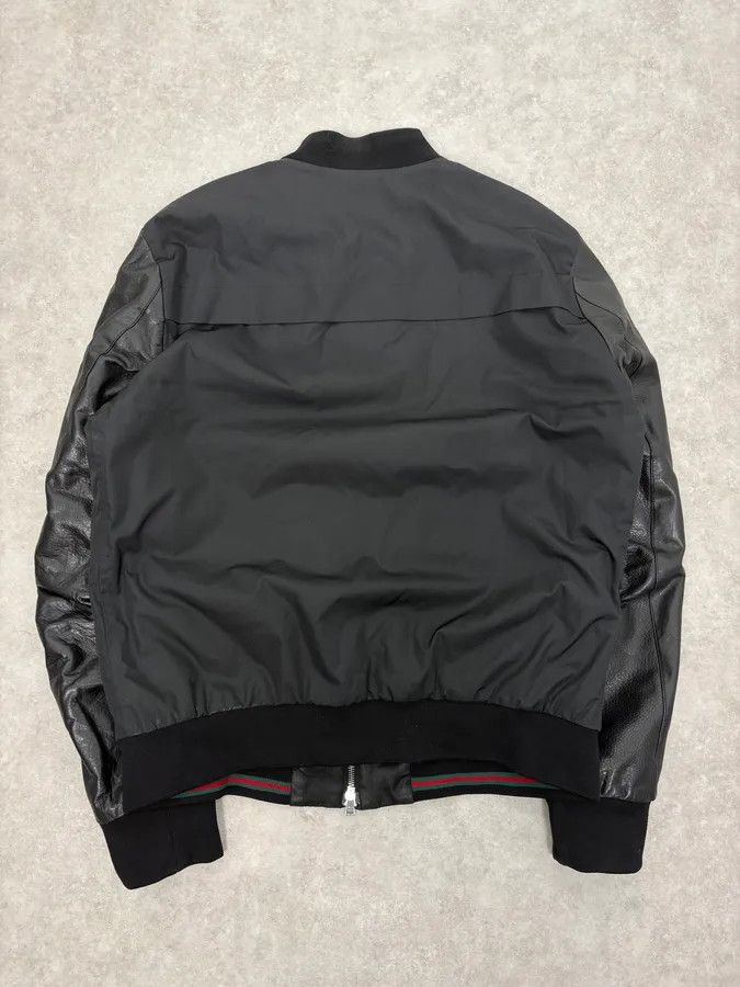 Gucci Gucci Black Leather & Nylon Bomber Jacket Size US M / EU 48-50 / 2 - 7 Thumbnail