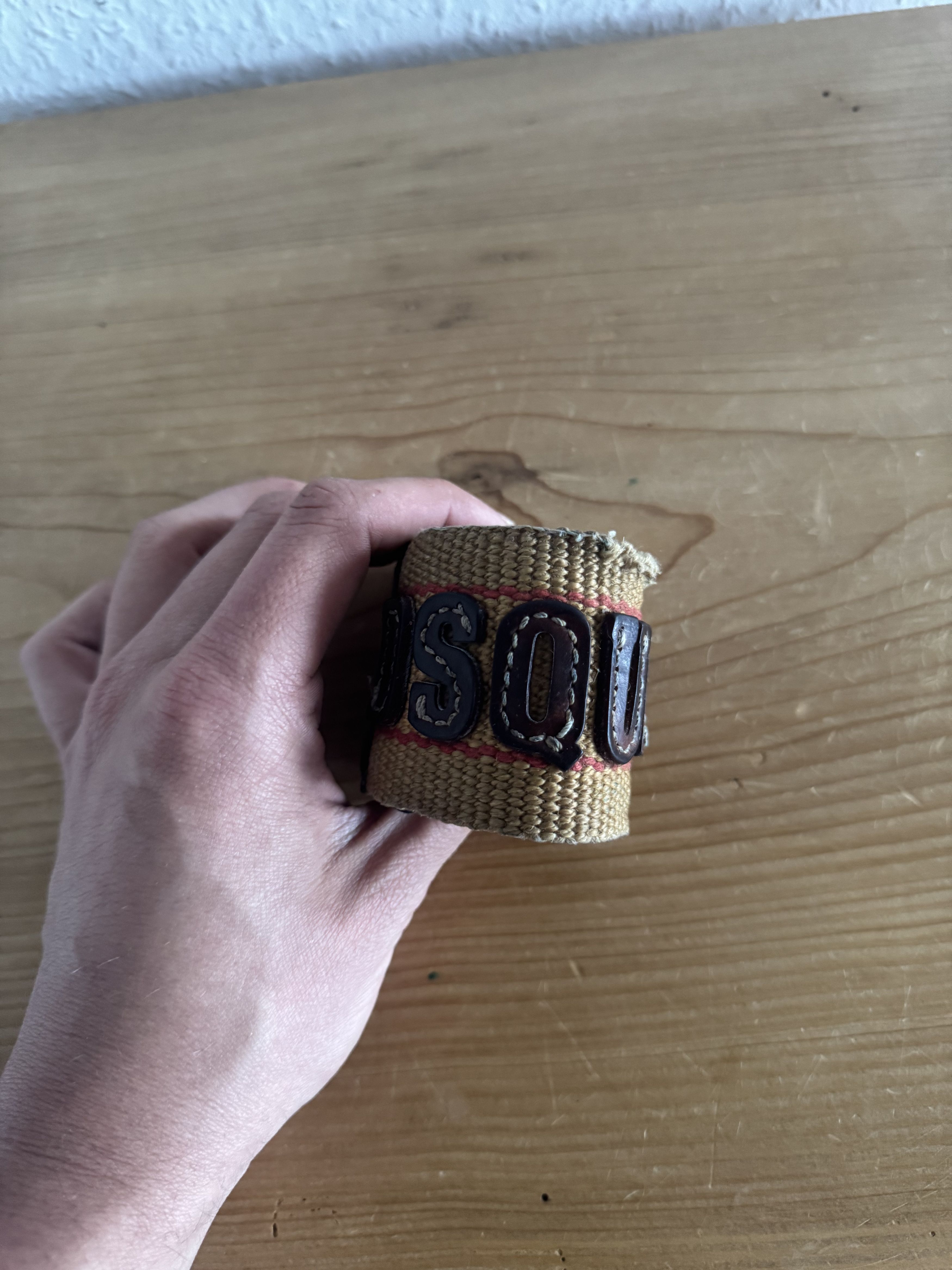 Dsquared2 Canvas Leather Logo Cuff Bracelet Size ONE SIZE - 2 Thumbnail