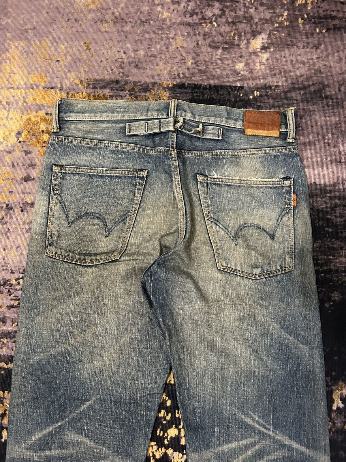 Edwin Vintage Edwin Japan Distressed Buckle Back Selvedge Jeans Size US 36 / EU 52 - 7 Thumbnail