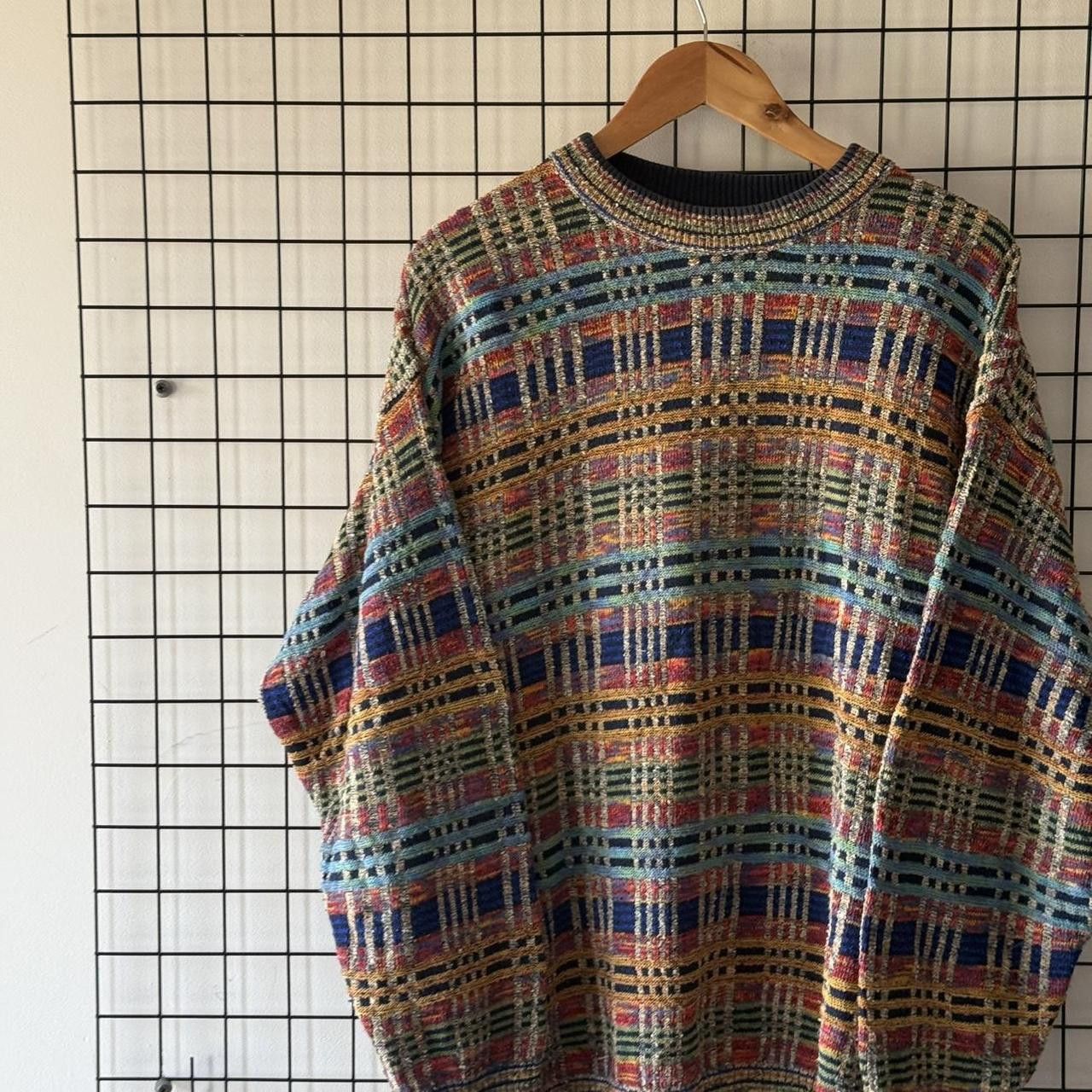 Vintage Vintage 90s Wool Jumper Cable Knit Multi Colour Norway Size US L / EU 52-54 / 3 - 3 Thumbnail