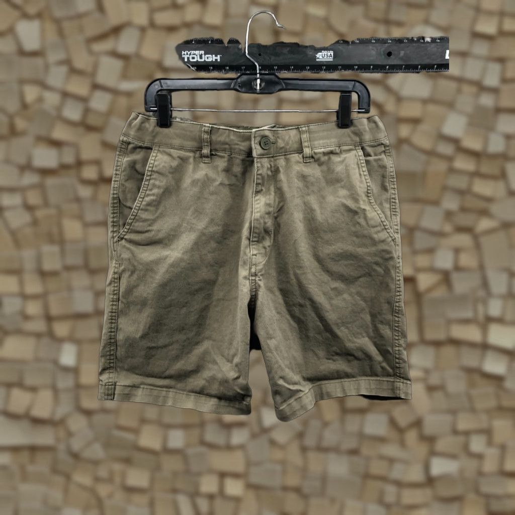 H&M H&M Chino Shorts Mens L Mid Rise Beige Wash 5-Pocket Logo Cotton Blend Flat Front Belt Loops Regular Size US 33 - 1 Thumbnail