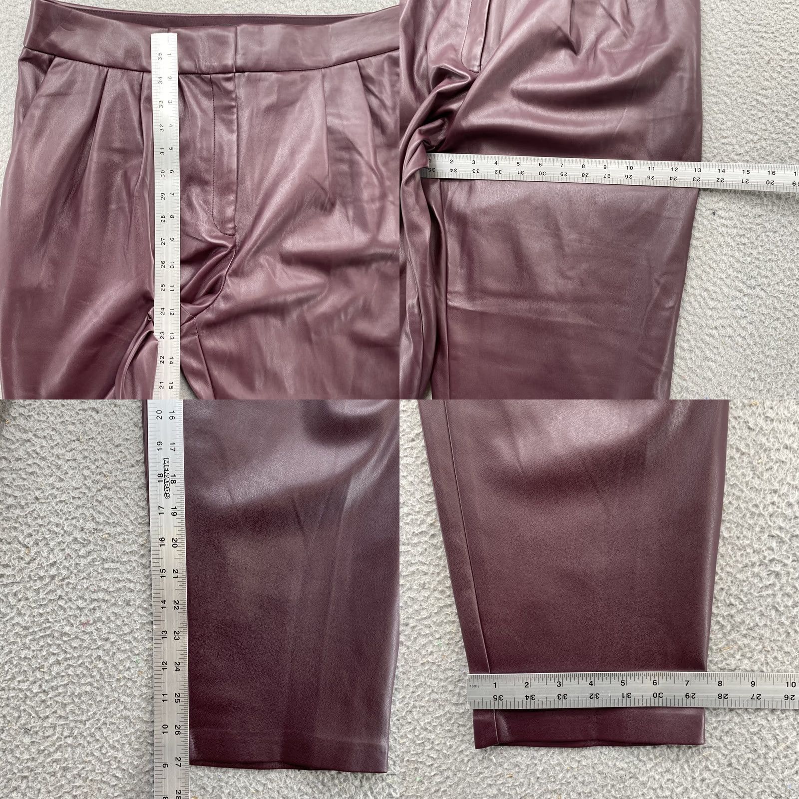 Express Express Women’s Purple Faux Leather Pleated Super High Rise Ankle Pants SZ 14R Size 36" / US 14 / IT 50 - 8 Thumbnail