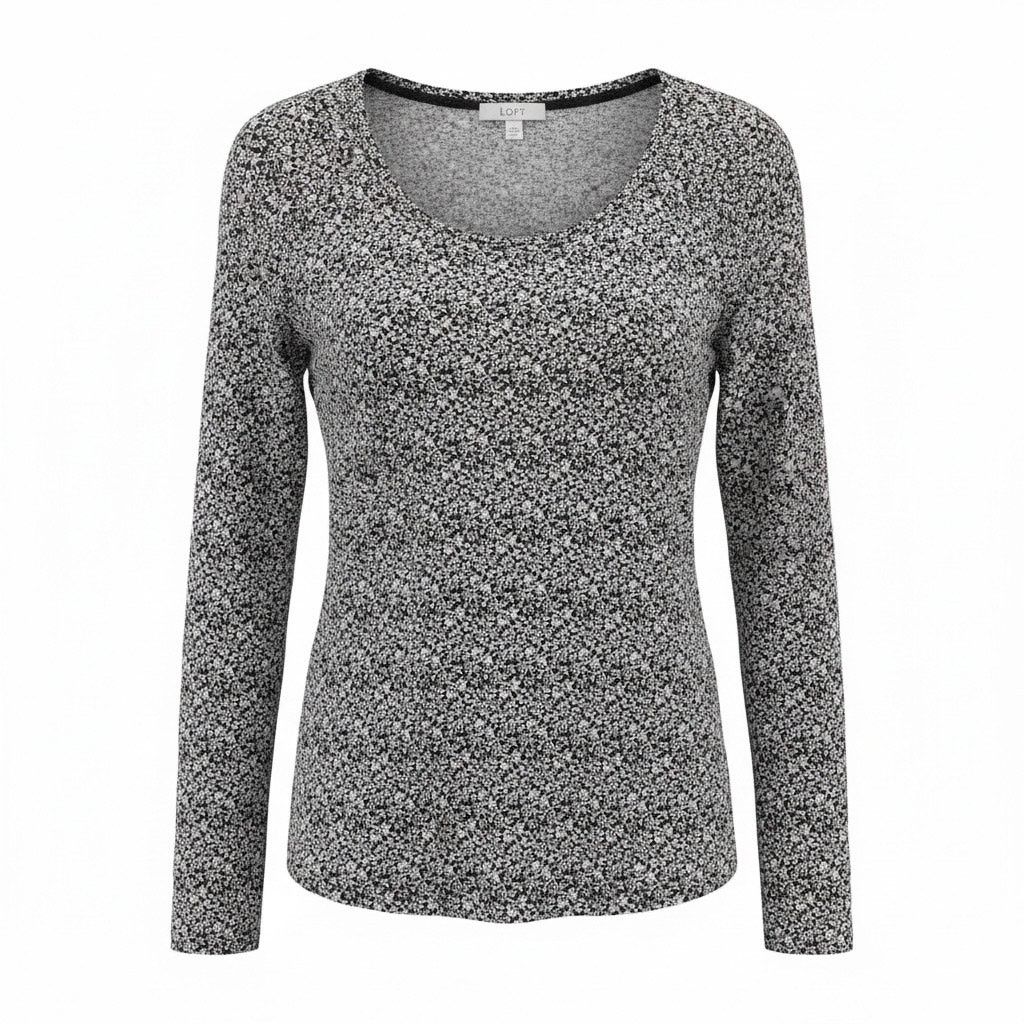 Loft LOFT Floral Long Sleeve Blouse Black White Women’s XS 0–2 Size XS / US 0-2 / IT 36-38 - 1 Thumbnail