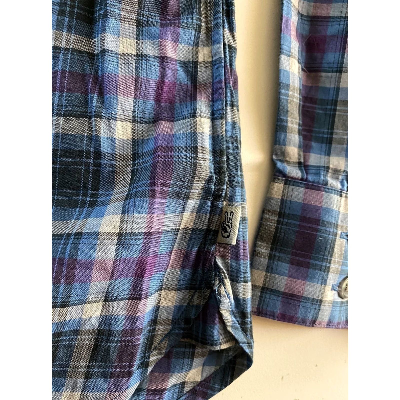 John Varvatos John Varvatos Bluish Purple Check Ctn LONG SLEEVE SHIRT Small S Mens Size US S / EU 44-46 / 1 - 3 Thumbnail