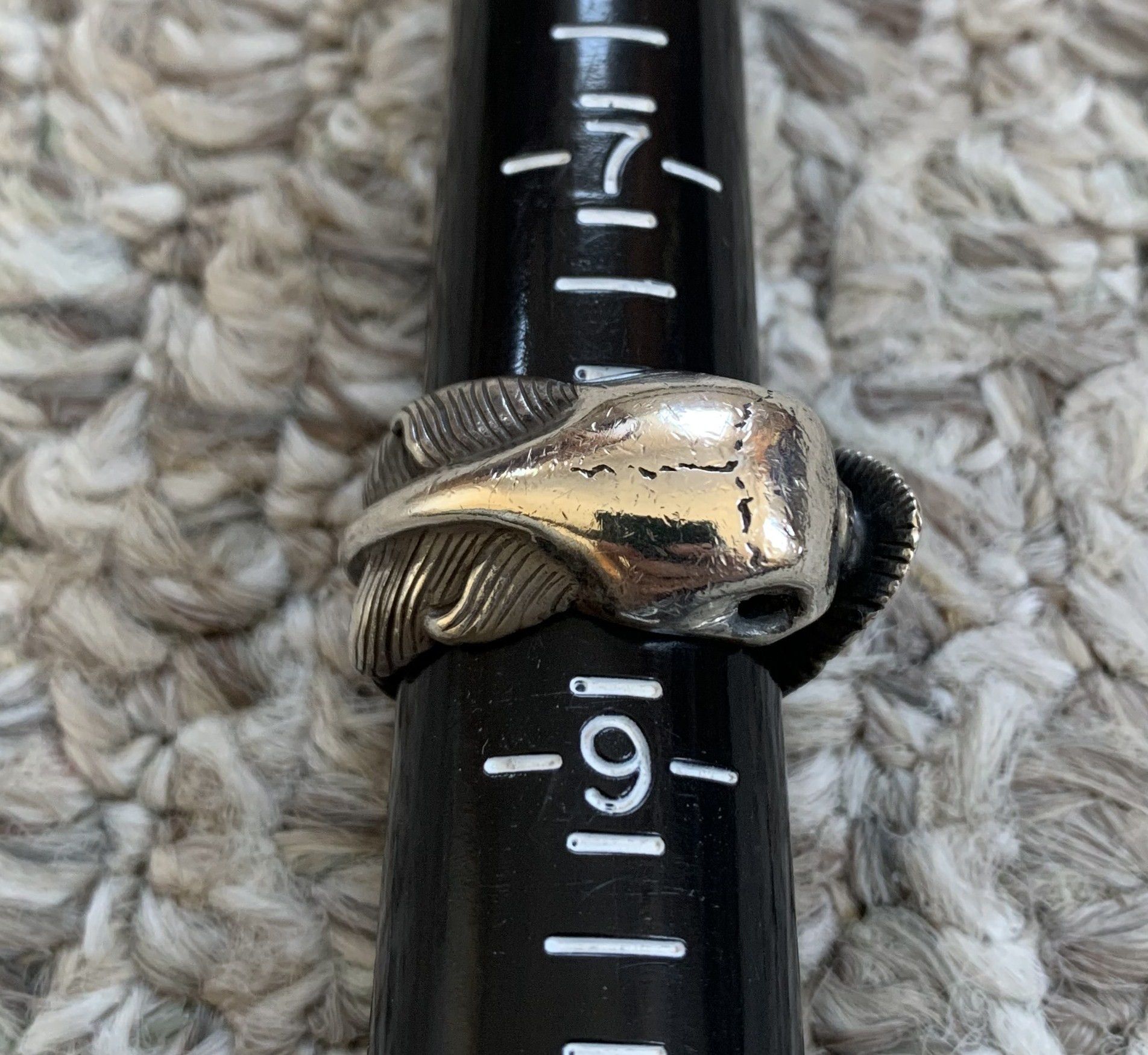 Number (N)ine SS04 Number (N)ine Silver Skull and Feather Ring Size ONE SIZE - 8 Thumbnail
