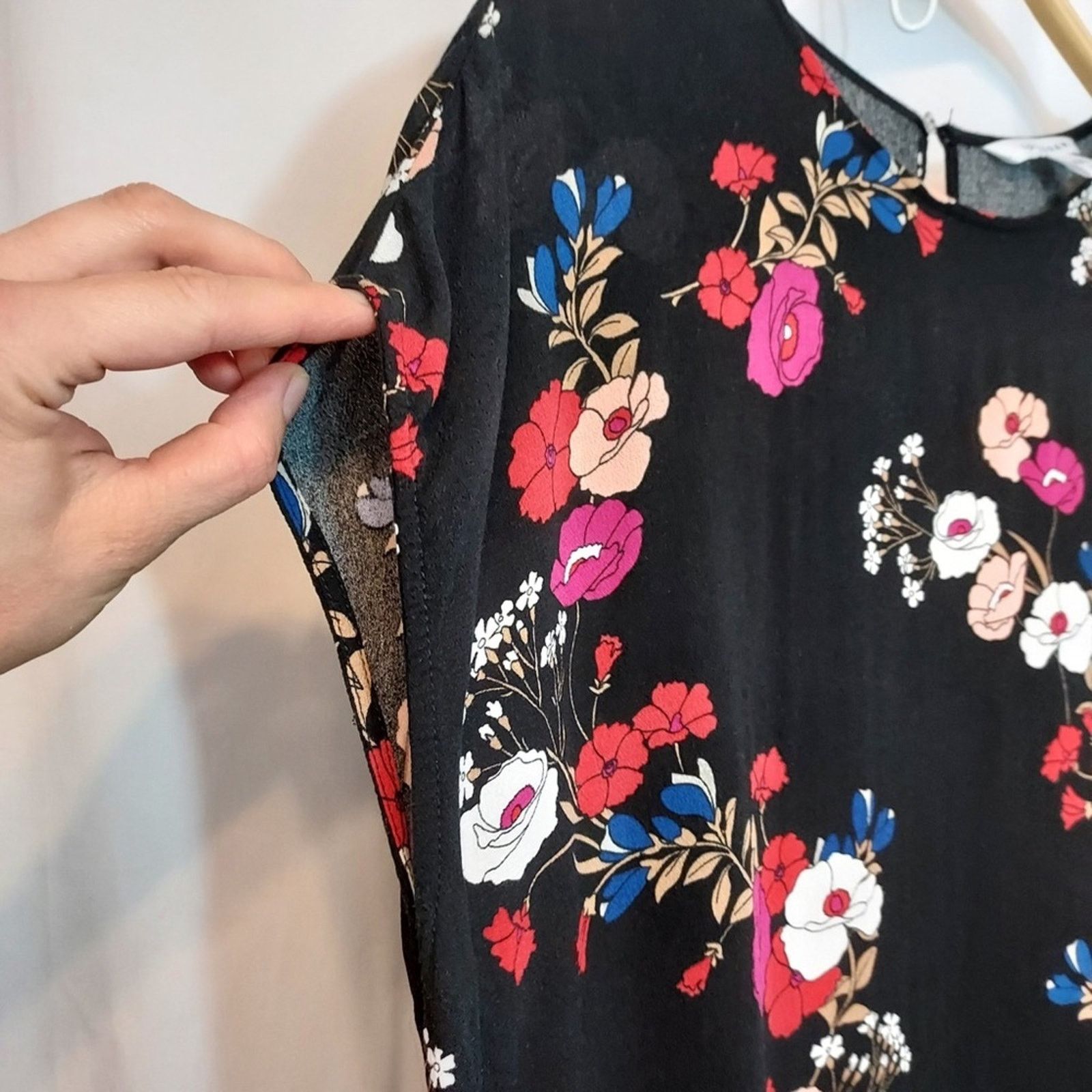 Other POPSUGAR Black Red Multicolor Floral Flowy Tunic Mini Dress Size XXL / US 16-18 / IT 52-54 - 3 Thumbnail