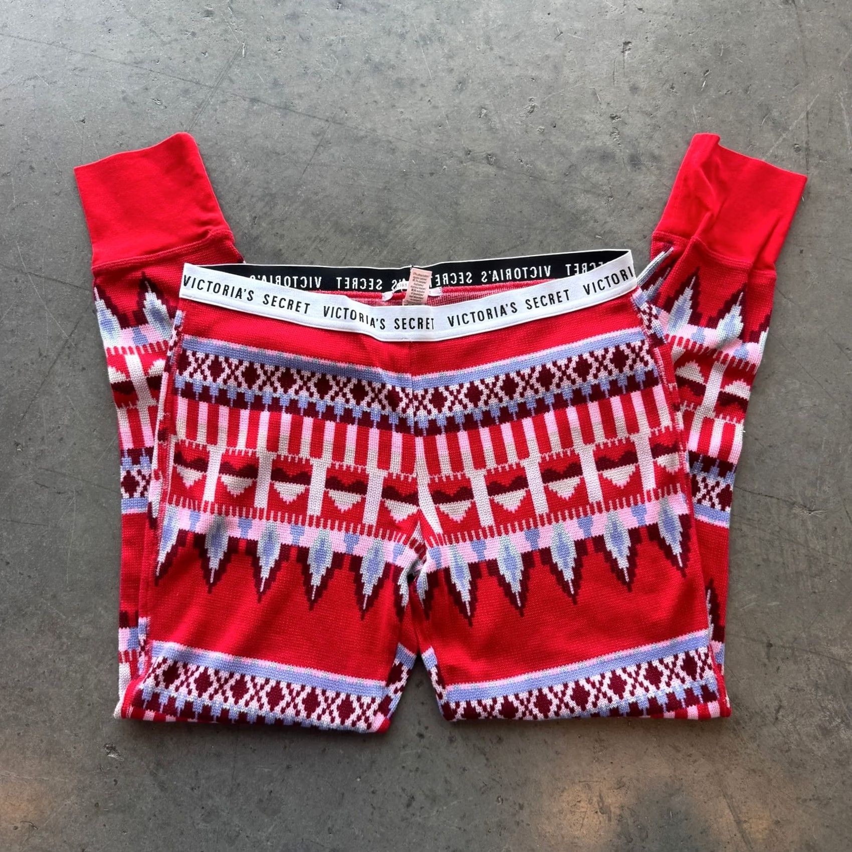 Victoria's Secret VINTAGE Victoria's Secret Christmas Festive Knit Jogger Pajama Pants L Red Womens XS? Wait Size 36" / US 14 / IT 50 - 3 Thumbnail