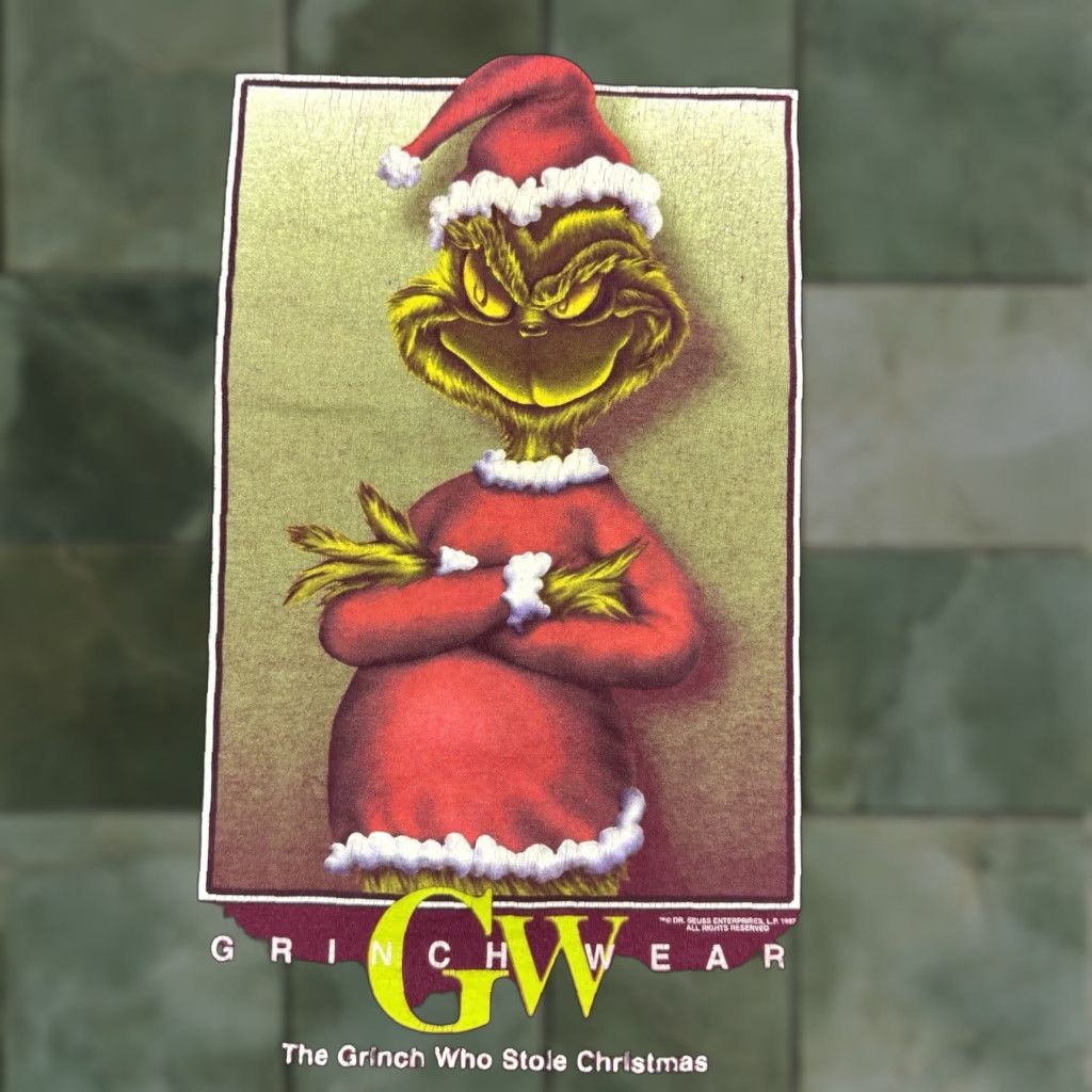 VINTAGE Dr Seuss Grinch Wear Christmas T Shirt Adult XL Red 90s Cartoon Christmas Mens Shirt