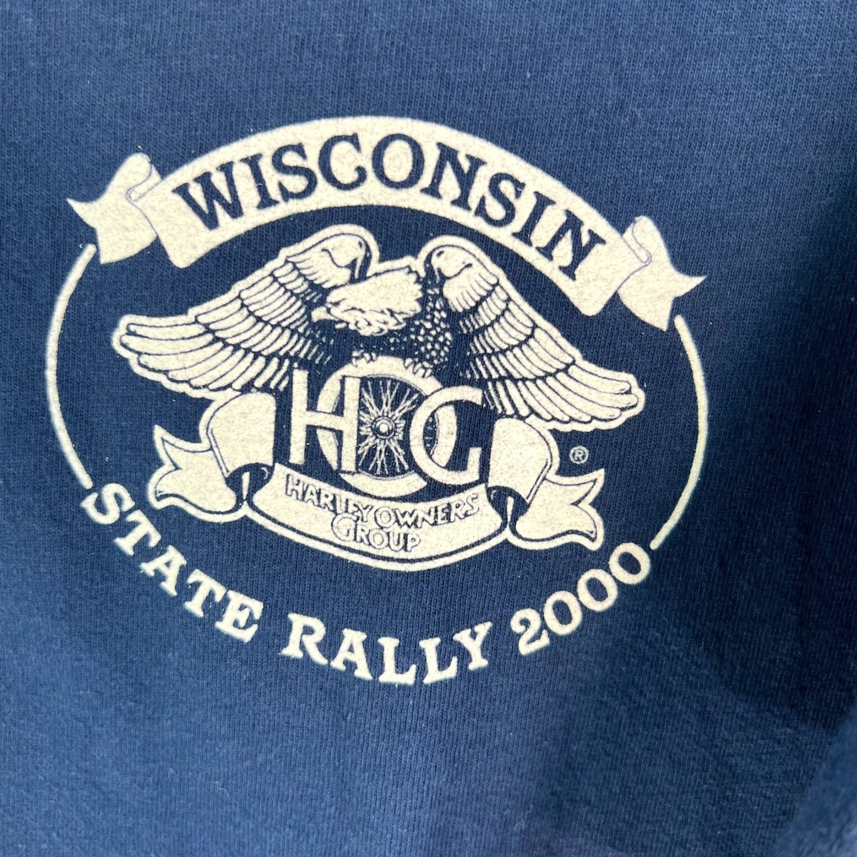 Hanes VINTAGE Wisconsin Harley Owners Group Wausau State Rally 2000 Mens Blue T Shirt Size 2XL Size US XXL / EU 58 / 5 - 4 Thumbnail