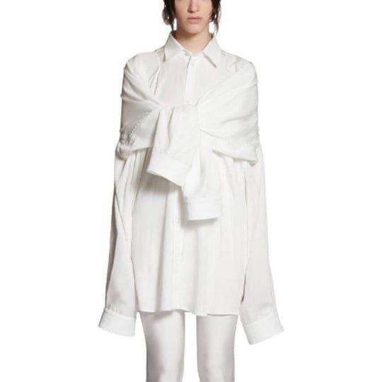 Balenciaga o1bcso1str1124 Knotted Sleeves Shirt Oversized in White Size XS / US 0-2 / IT 36-38 - 3 Thumbnail