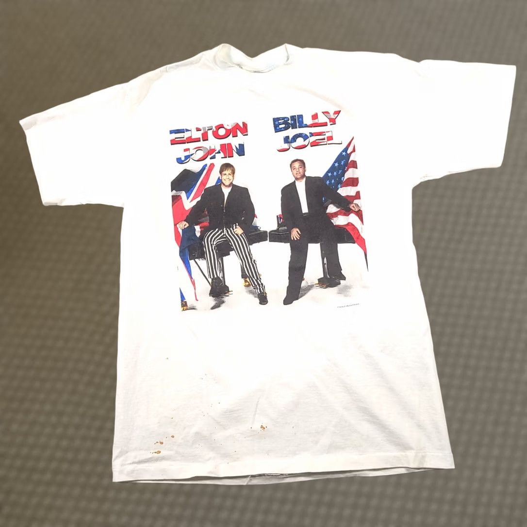 Vintage VINTAGE Billy Joel Elton John Shirt 90s Mens XL White All Sport 1994 Tour Grunge Mens Size US XL / EU 56 / 4 - 1 Thumbnail