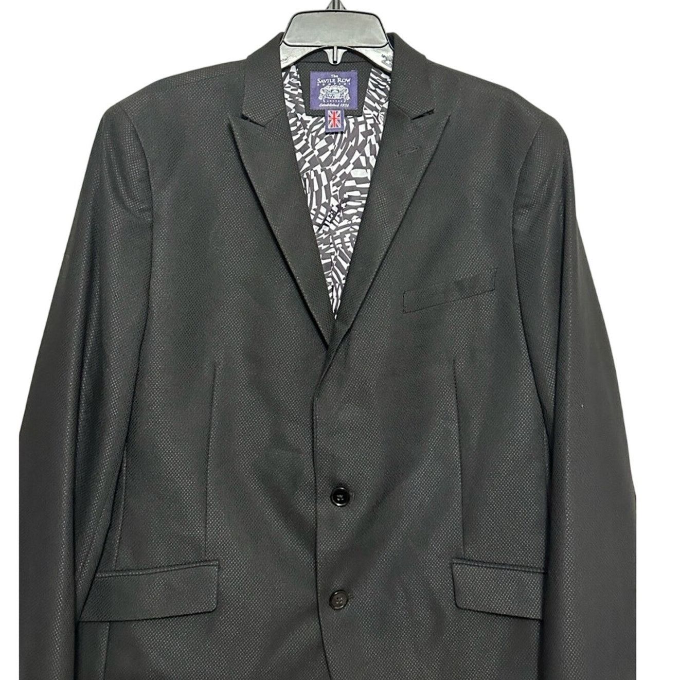 Savile Row Savile Row Suit Jacket Two Button Single Breasted Black 44R Size 44R - 2 Thumbnail