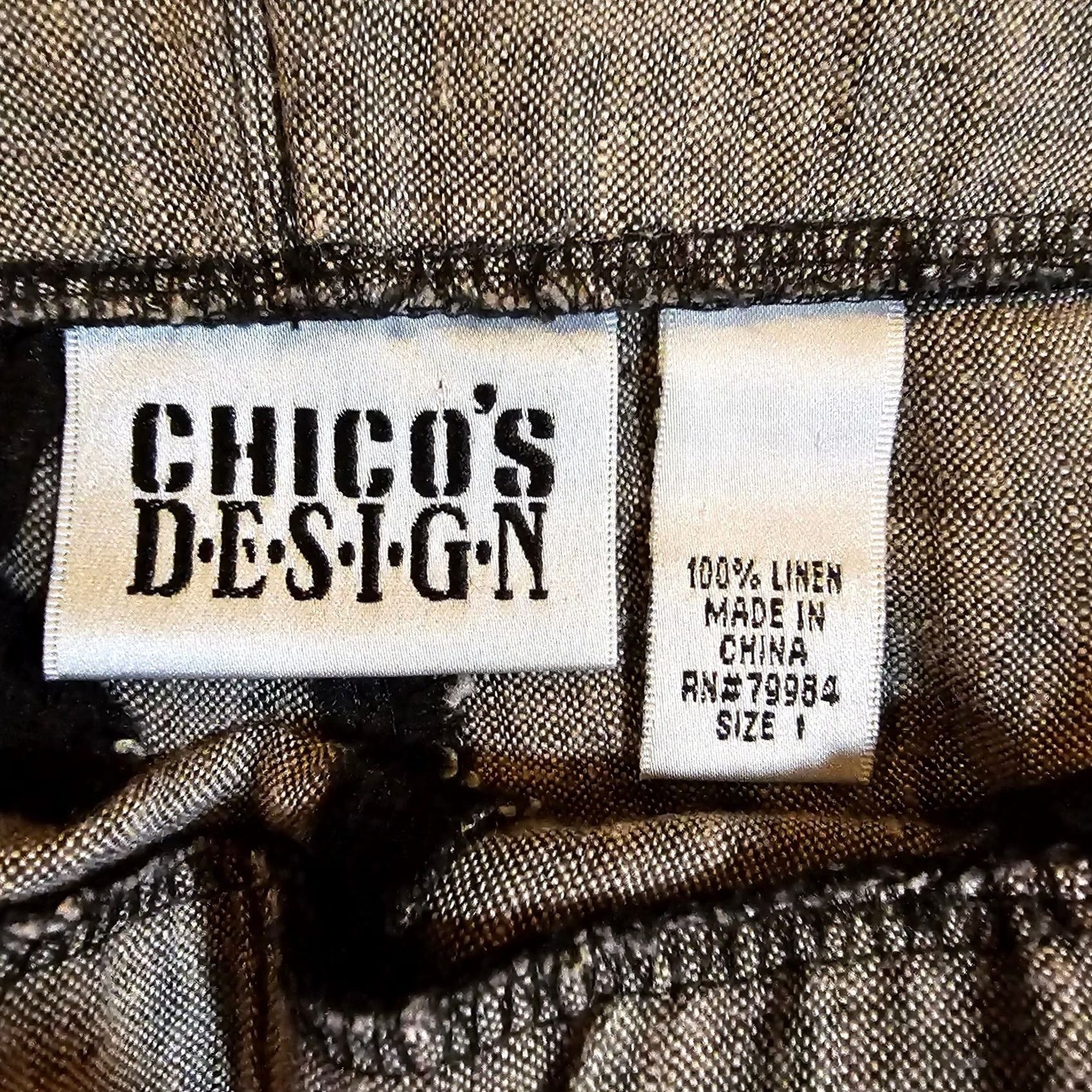 Vintage Chico's Pants 1 Womens Medium Gray Linen Straight Ankle Boho Lagenlook Career Pants Size 28" / US 6 / IT 42 - 3 Thumbnail