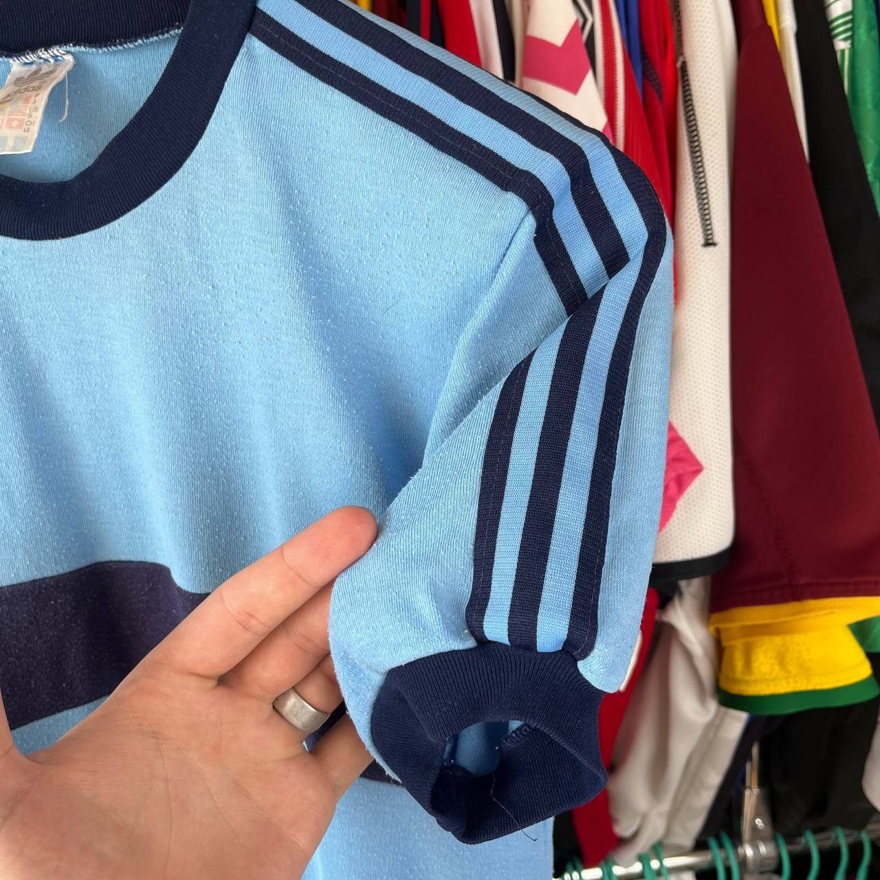 Adidas x2 80s Retro Adidas Trefoil Striped Tshirt Made in Ireland Size US S / EU 44-46 / 1 - 14 Thumbnail