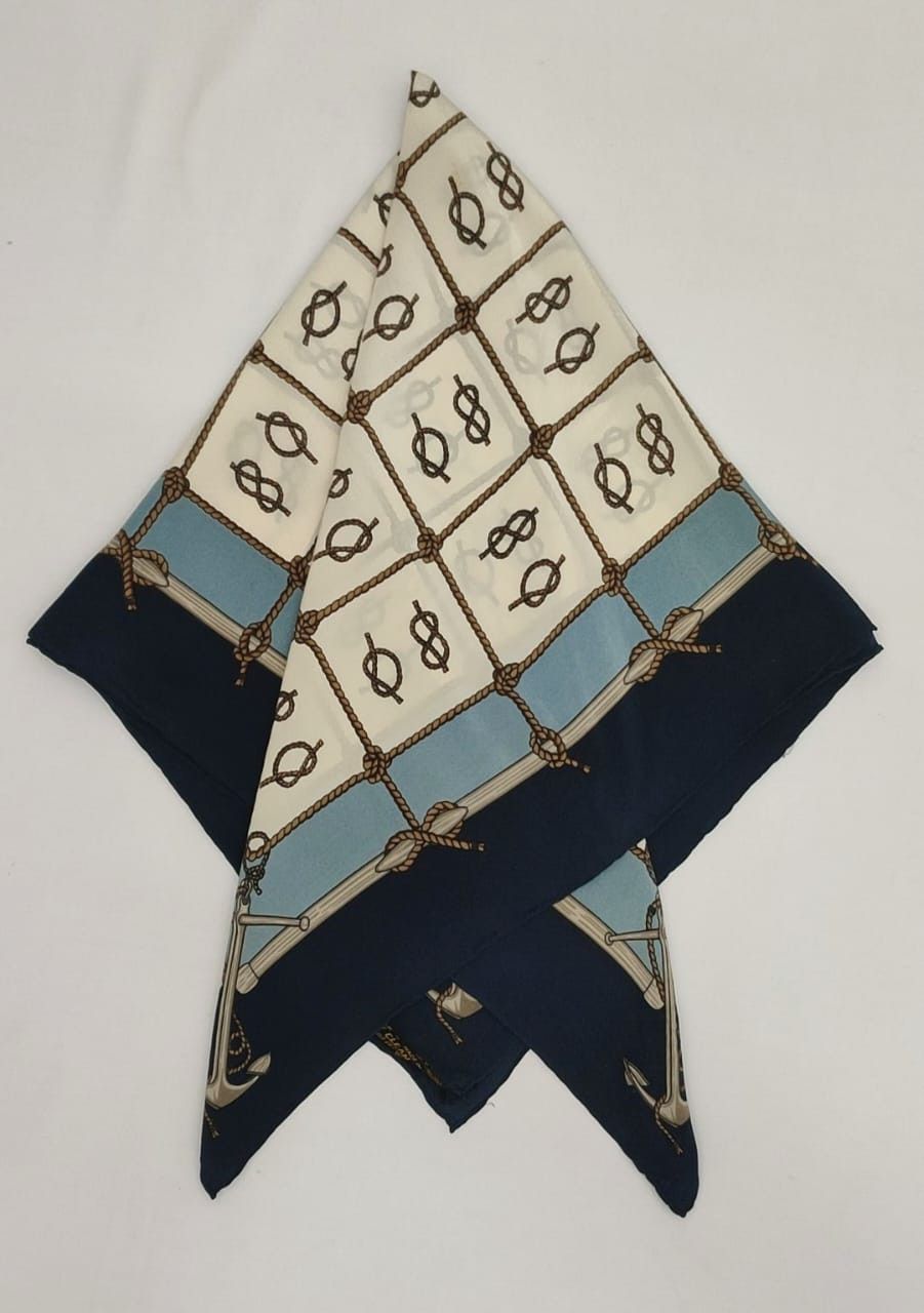 Celine CELINE PARIS NAVY SILK SCARF – ARCHIVE PIECE Size ONE SIZE - 5 Thumbnail