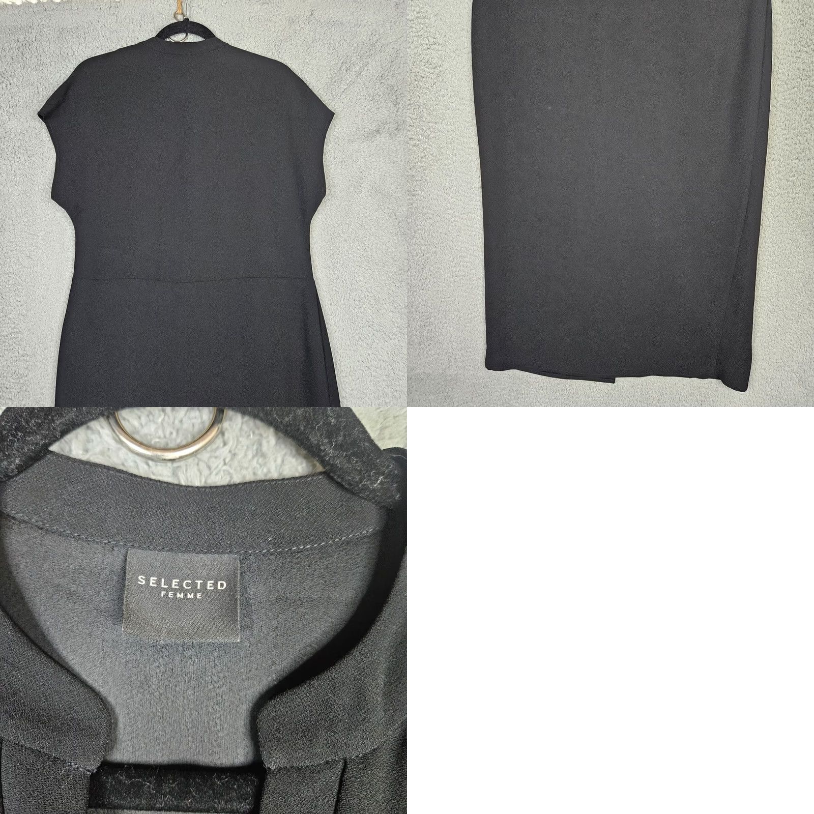 Vintage Selected Femme Women's Black Midi V-Neck Dress Size EU 36 Size XS / US 0-2 / IT 36-38 - 8 Thumbnail