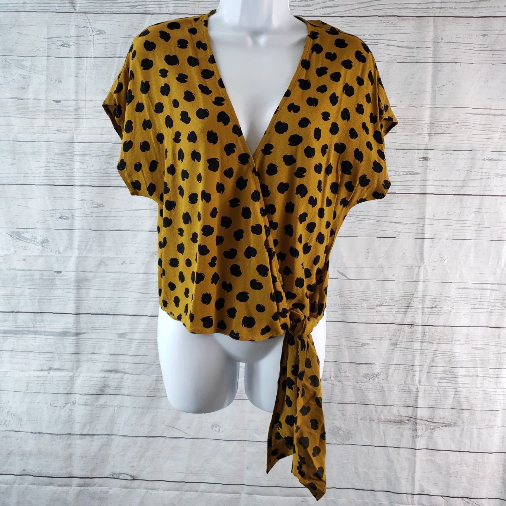 Madewell Madewell Womens Blouse Sash Tie Wrap Top Painted Spots V-Neck Short Sleeve Sz S Multicolor Womens Size S / US 4 / IT 40 - 2 Thumbnail