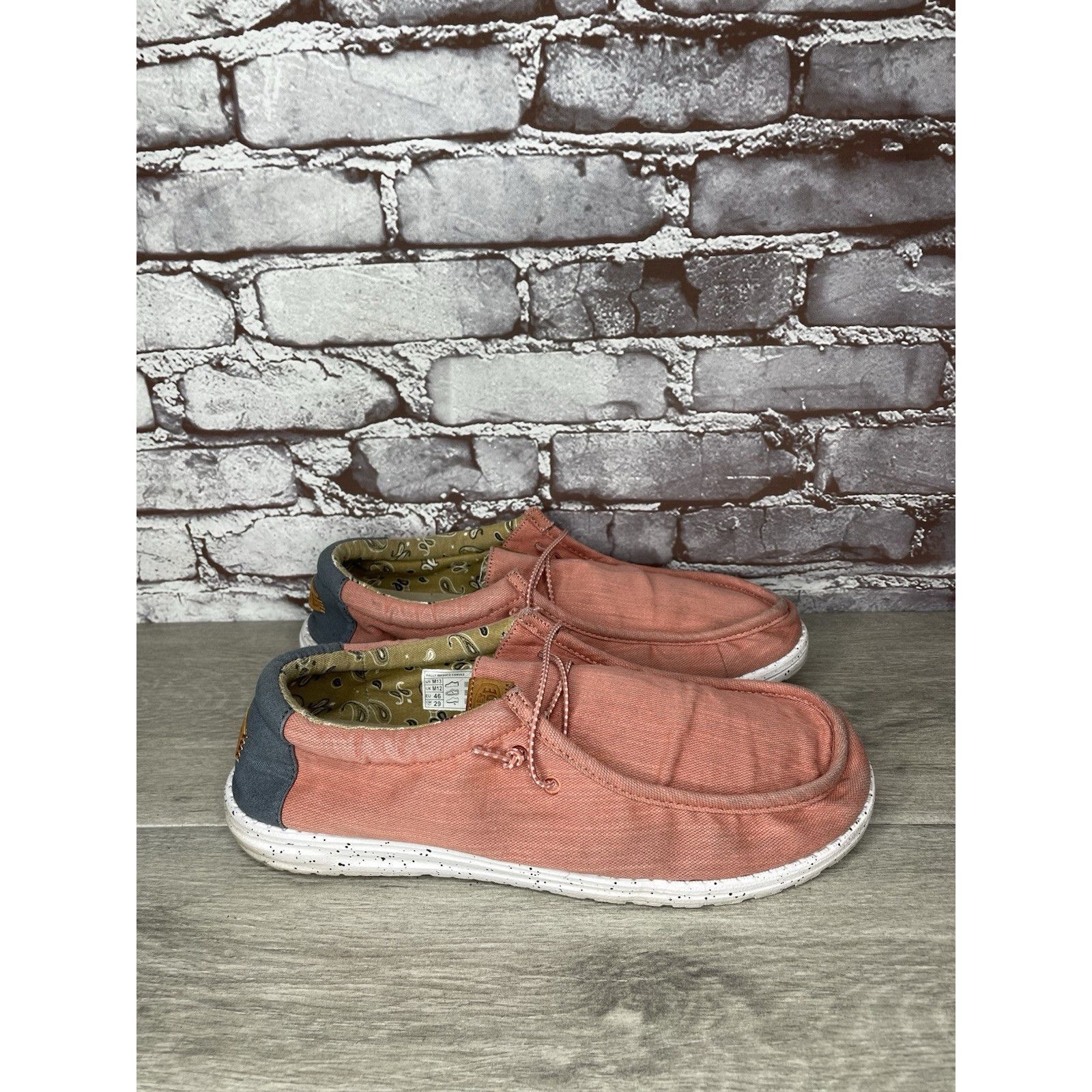 Other Hey Dude Shoes Wally Washed Pink Fabric Slip On Comfort Shoe Size US 13 / EU 46 - 20 Thumbnail