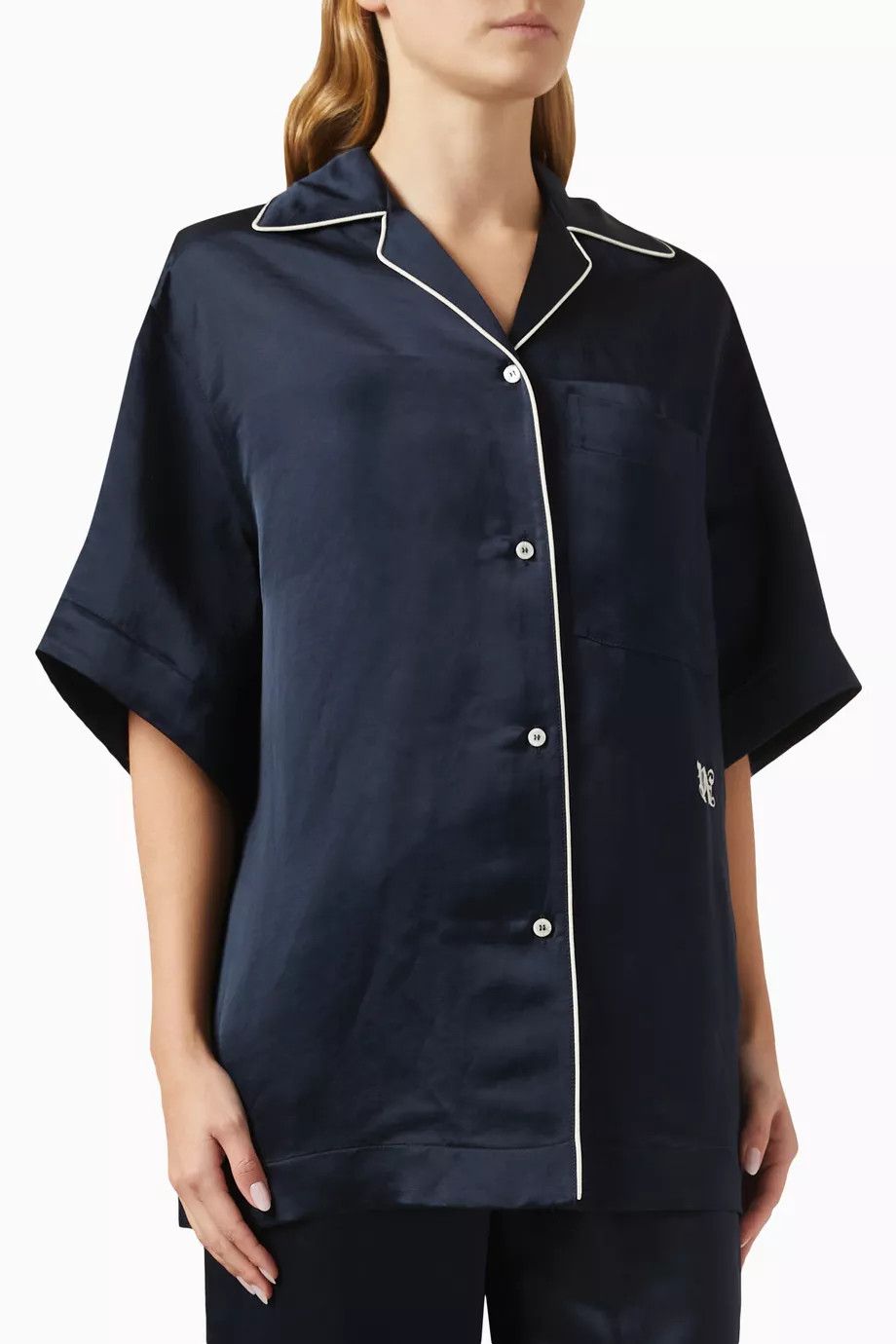 Palm Angels o1y1125 Linen Shirt in Midnight Blue Size XS / US 0-2 / IT 36-38 - 1 Thumbnail