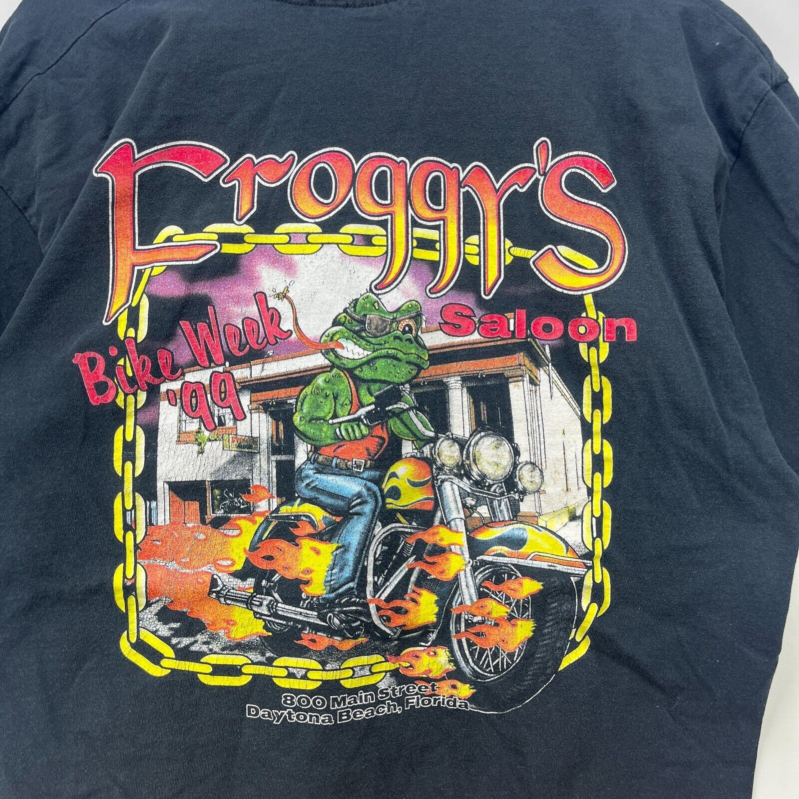 Vintage Vintage 90s Motorcycle Flames Froggies Bike Week Daytona XL Size US XL / EU 56 / 4 - 2 Thumbnail