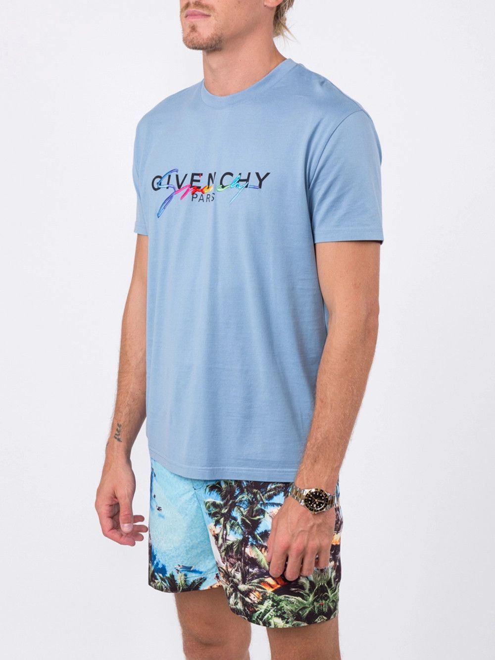 Givenchy Blue Rainbow Signature Logo T-Shirt Size US S / EU 44-46 / 1 - 2 Thumbnail