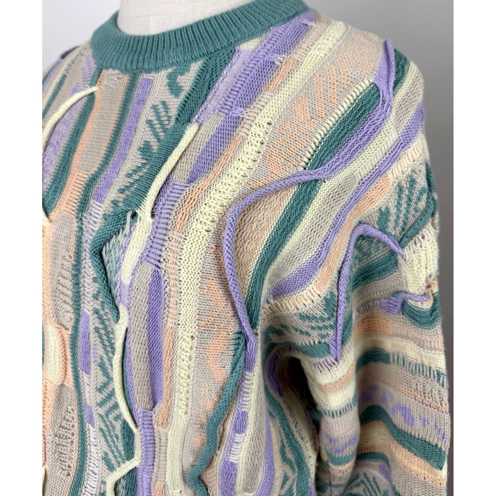Forever 21 Forever 21 Textured Knit Sweater Womens Small Cropped Pullover Crew Neck Casual 80s 90s Green Cotton Blend Knit Shirt Womens Size S / US 4 / IT 40 - 5 Thumbnail