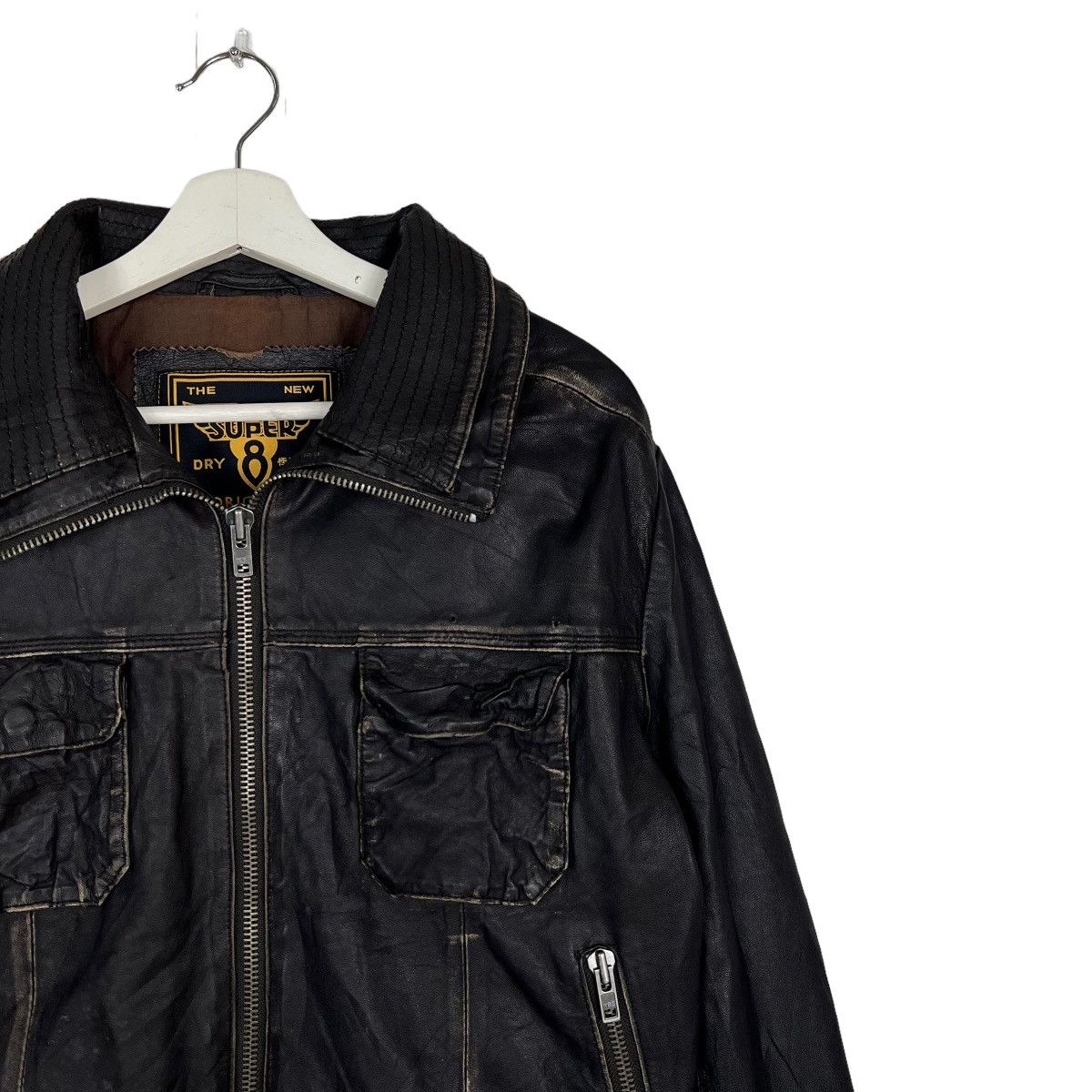 Superdry 🔥 SUPERDRY 8 RIDER MOTOB LEATHER JACKET Size US L / EU 52-54 / 3 - 8 Thumbnail