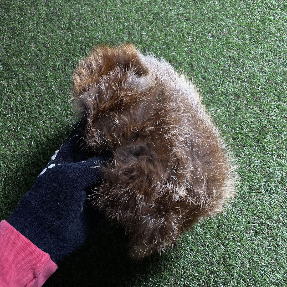 Vintage Vintage Y2K Fuzzy Mohair Beanie Tan Brown Oversized Faded OS Size ONE SIZE - 2 Thumbnail