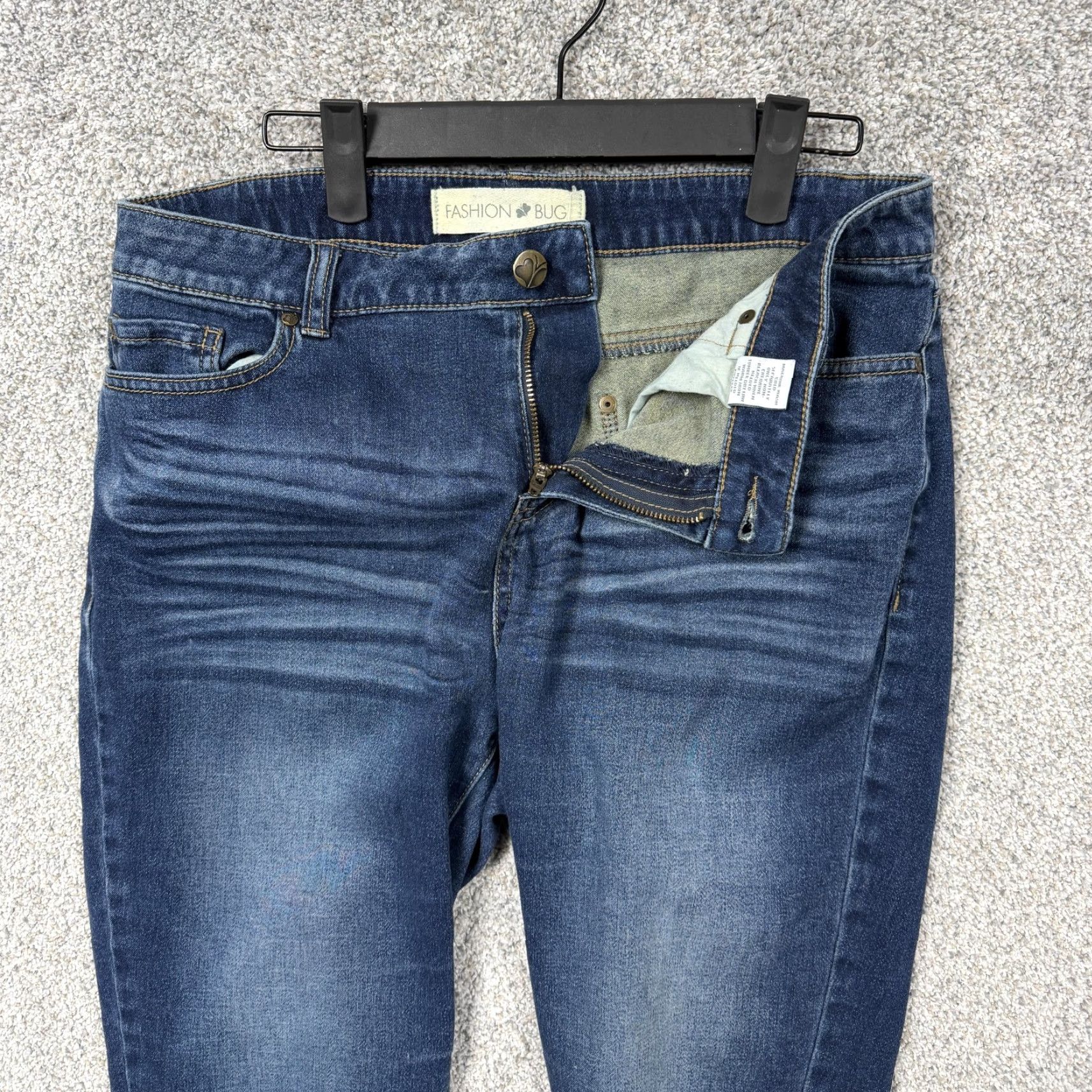 Vintage Fashion Bug Jeans Womens 10T 32x29.5 Blue Mid Rise Skinny Stretch Denim Whisker Jeans Size 32" / US 10 / IT 46 - 6 Thumbnail