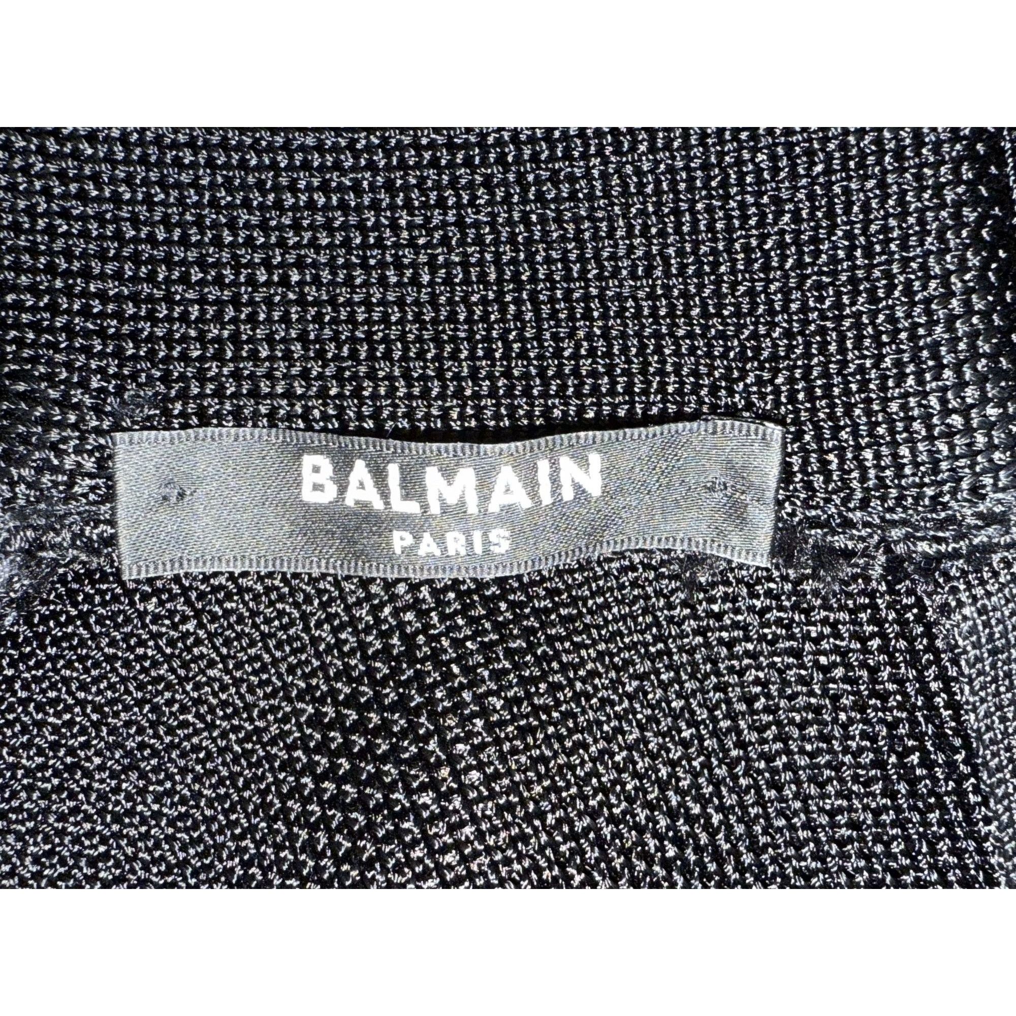 Balmain Balmain Paris Black Knit Long-Sleeve Mini Dress With Gold Bu Size XS / US 0-2 / IT 36-38 - 4 Thumbnail