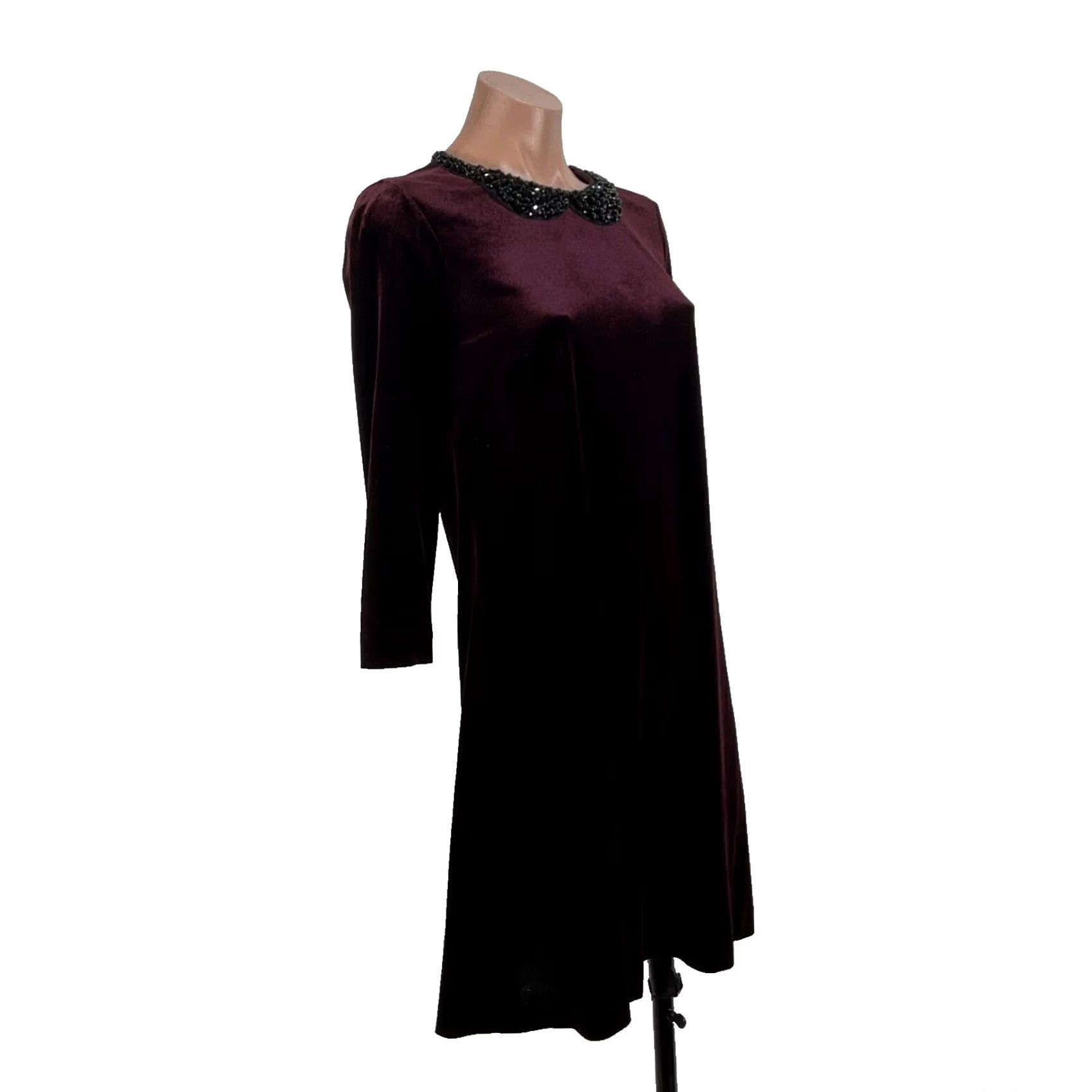 Betsey Johnson VINTAGE Betsey Johnson Dress 4 Purple Velvet Beaded Cocktail Whimsigoth Fairy Dress Short 90s Gothic Retro City Bohemian Fashion Women Size S / US 4 / IT 40 - 4 Thumbnail