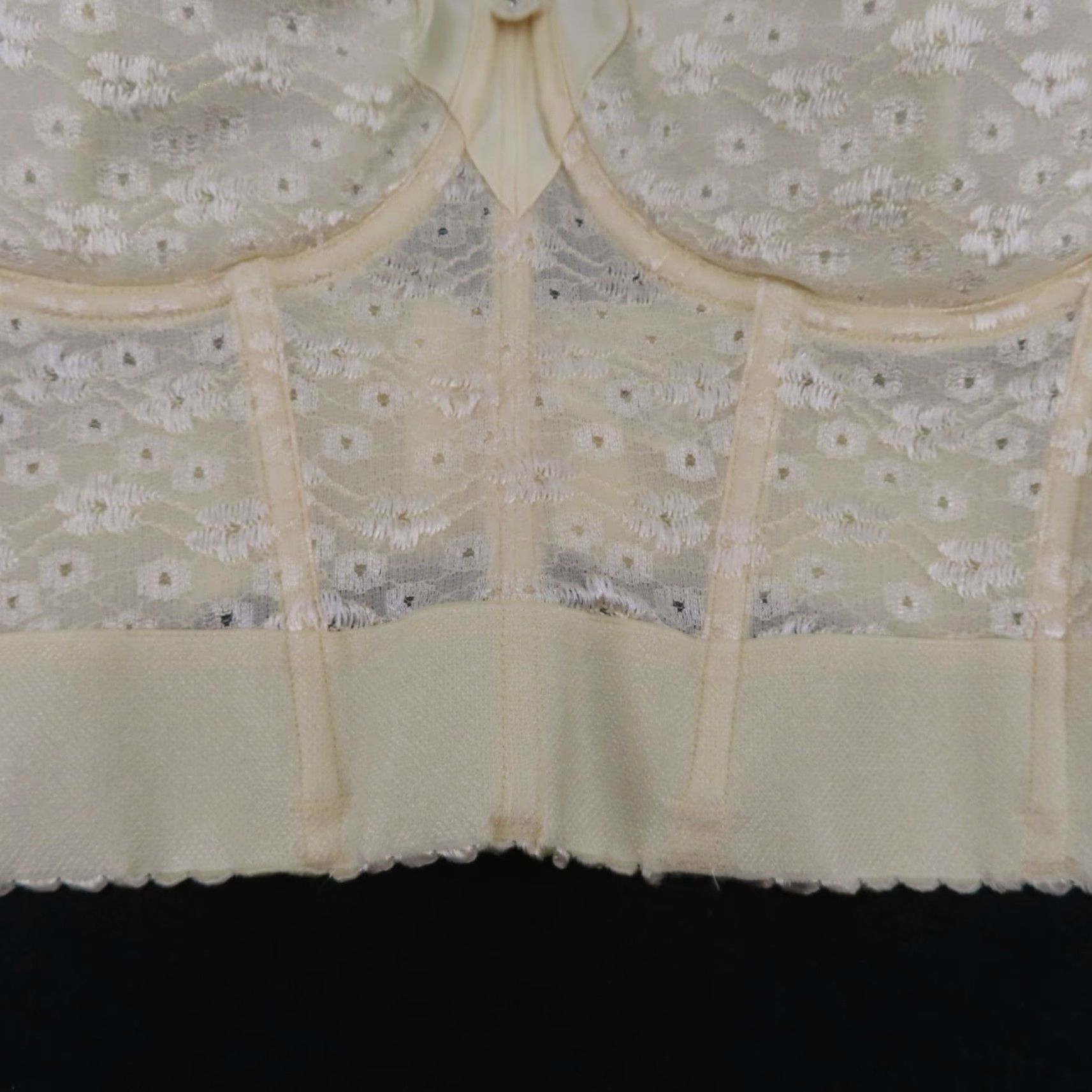 Vintage Dominique Bra 40D Longline Strapless Underwire Floral Ivory Chopper 8639 Womens Size ONE SIZE - 6 Thumbnail