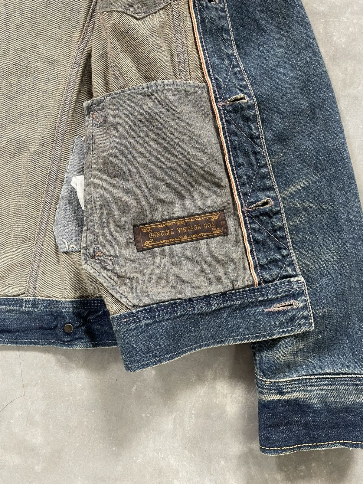 GOA GOA Selvedge Distressed Denim Jacket Hair on Hide Patch Size US M / EU 48-50 / 2 - 4 Thumbnail