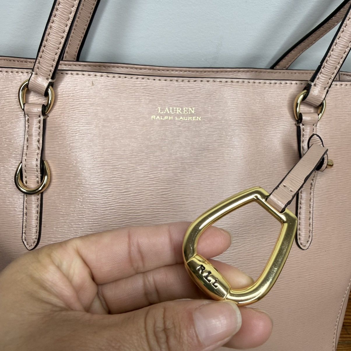 Polo Ralph Lauren Lauren Ralph Lauren Pale Blush Leather Tote with Gold Size ONE SIZE - 2 Thumbnail