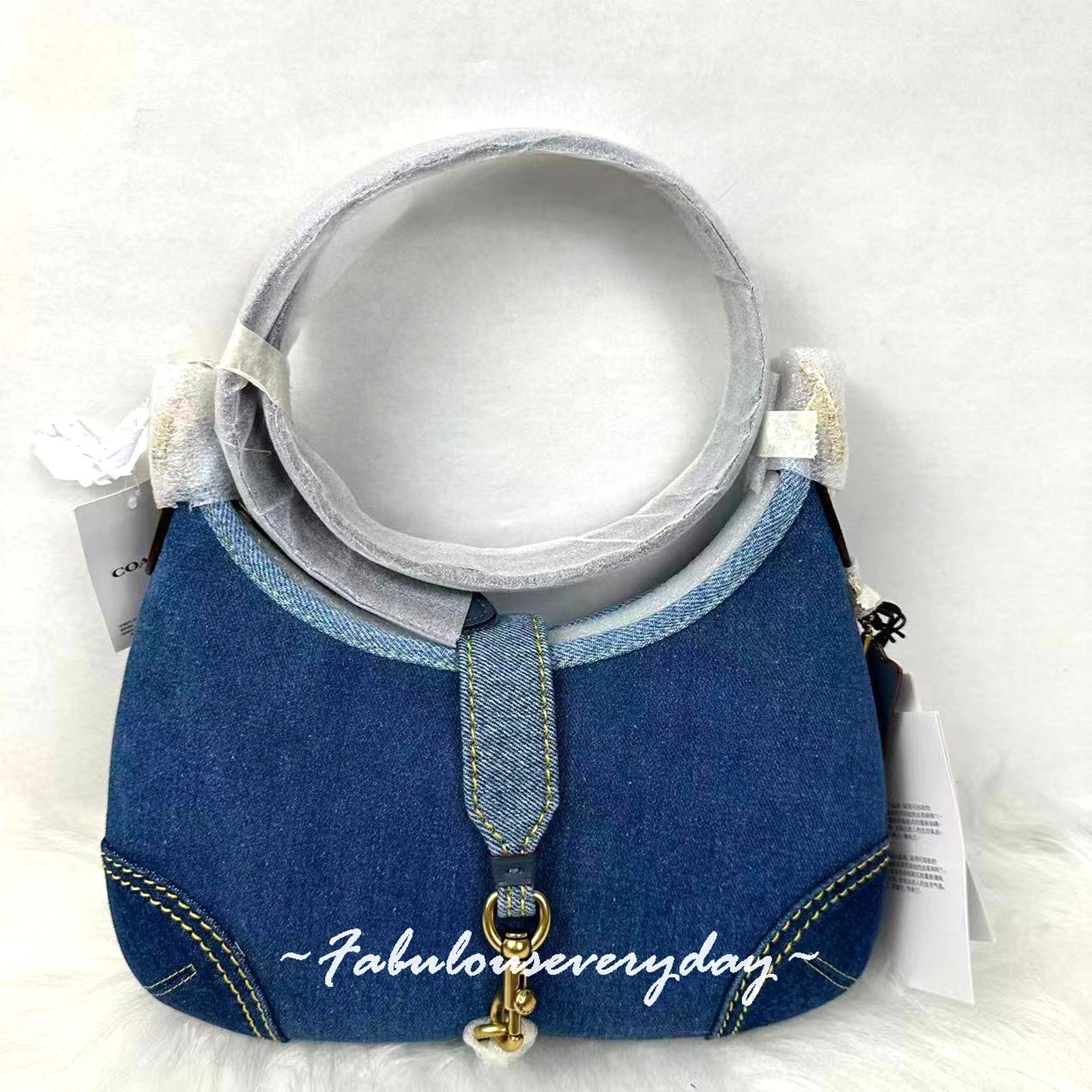 Coach Coach Hamptons Hobo Bag Repurposed Denim In Denim/Brass/Blue ...
