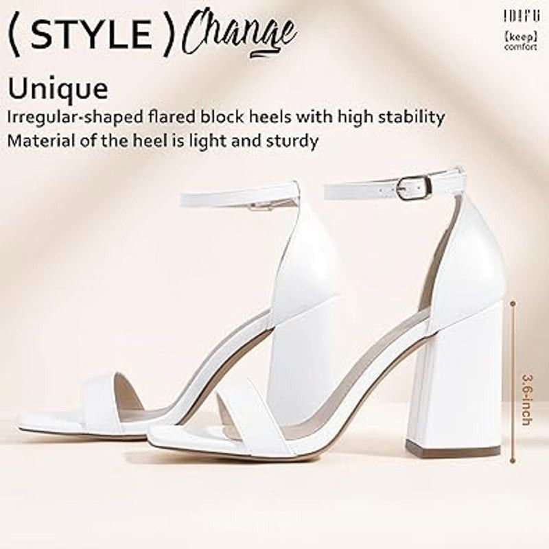 Other Idifu White Faux Leather Block Heel Ankle Strap Shoes 9 Size US 9 / IT 39 - 2 Thumbnail