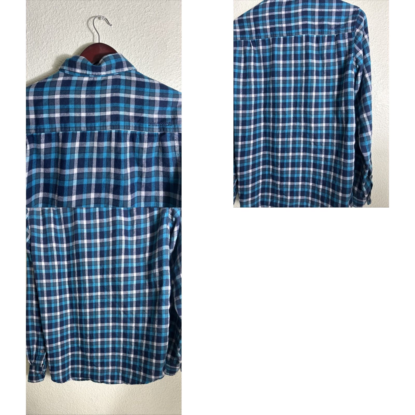 Marmot Marmot Shirt Mens Small Long Sleeve Flannel Cotton Teal Plaid Button-Up Size US S / EU 44-46 / 1 - 9 Thumbnail