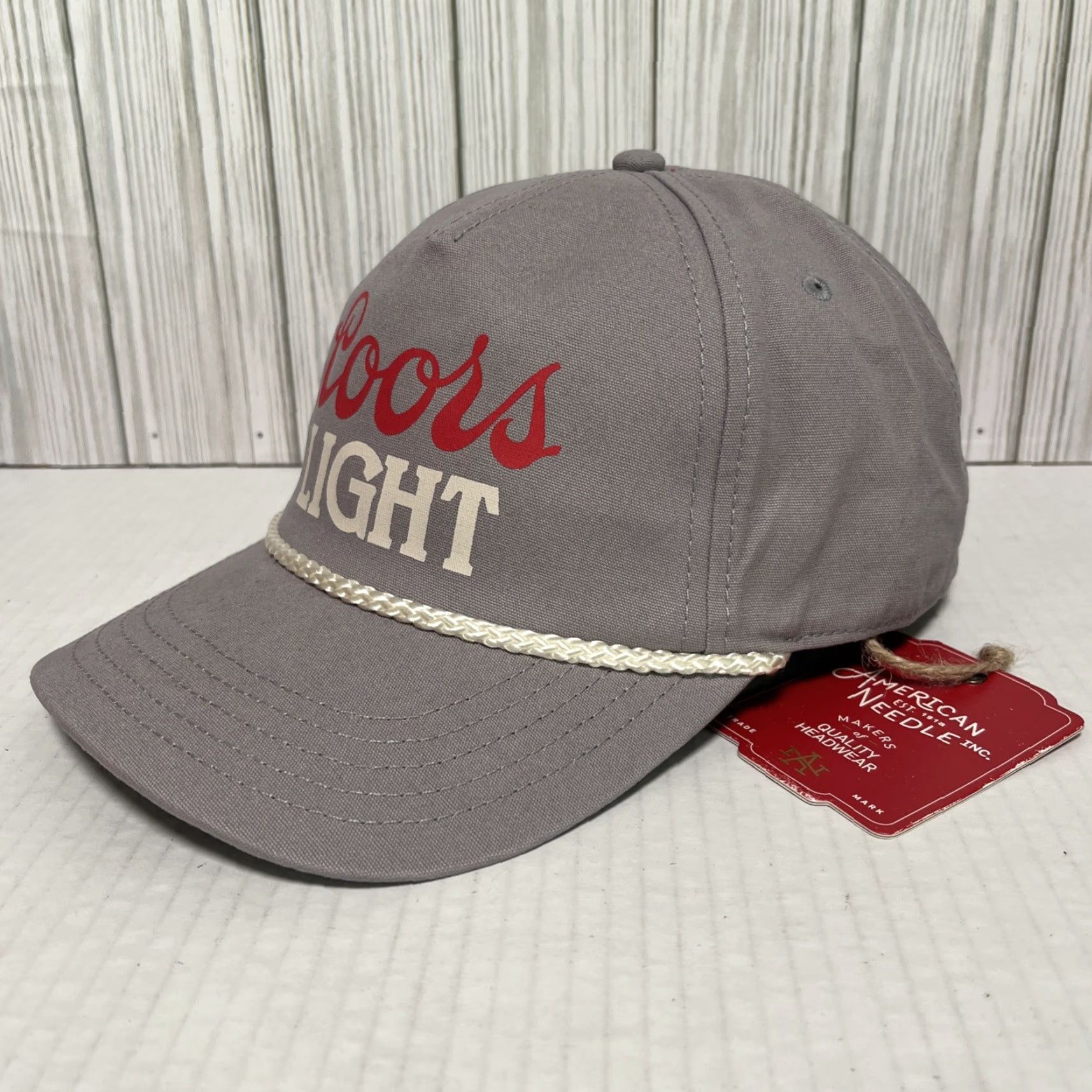 American Needle American Needle Coors Light Beer Hat Cap Snapback Rope Trucker Silver Gray Yarn Knit Adjustable Mens Size ONE SIZE - 3 Thumbnail