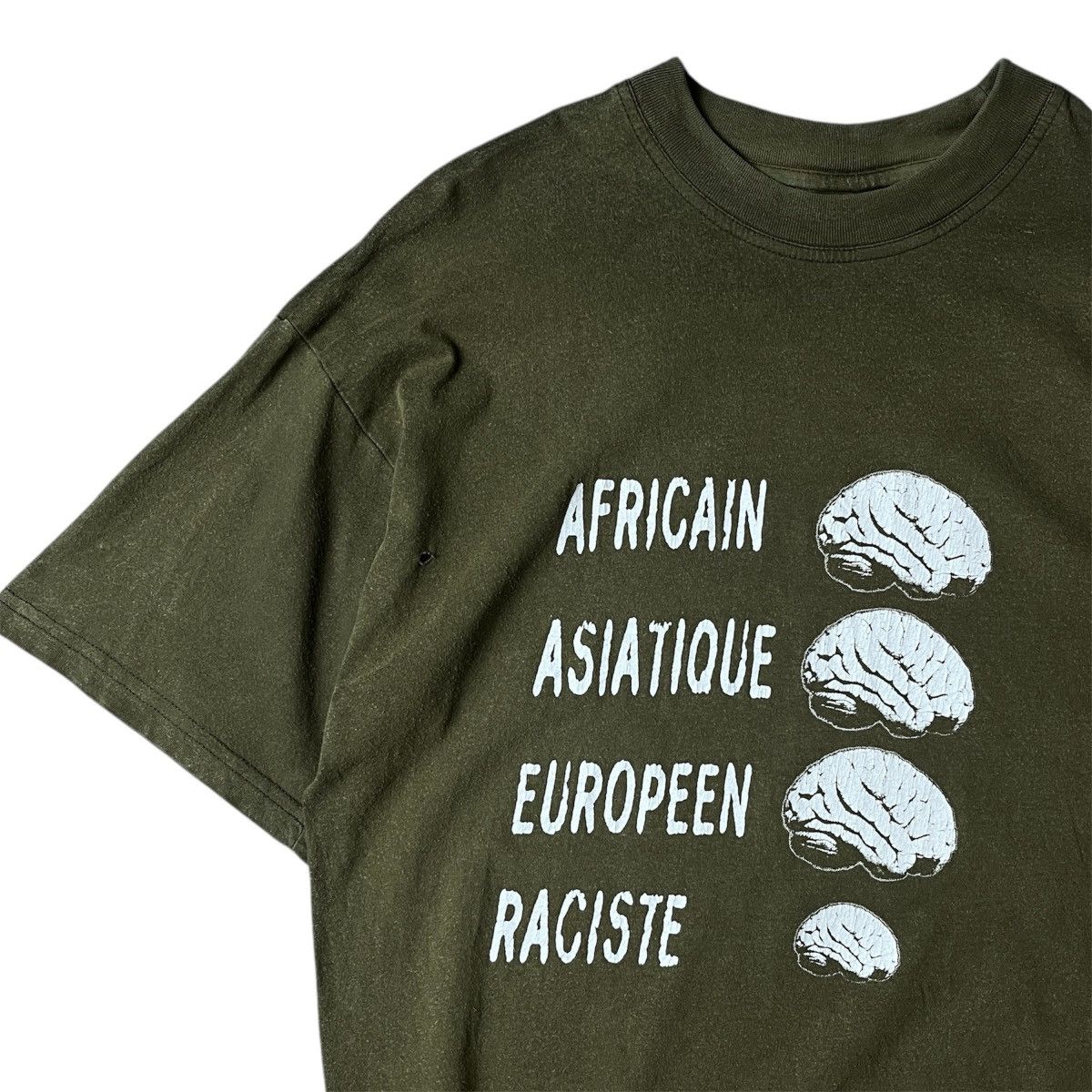 Vintage Raciste Brain Tee - Olive Green Size US XL / EU 56 / 4 - 2 Thumbnail
