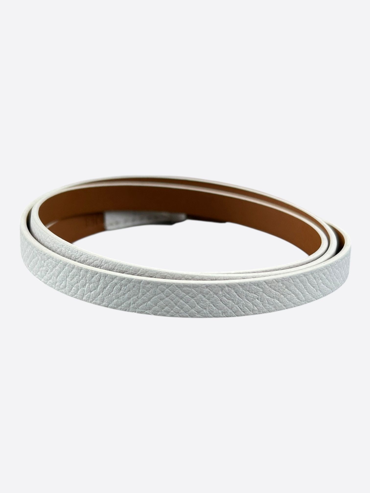 Hermes White Epsom & Palladium Hardware Behapi Double Tour Bracelet Size ONE SIZE - 2 Thumbnail