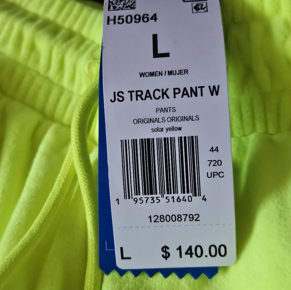 Designer ADIDAS X Jeremy Scott Solar Yellow Velour Pants Women Size 36" / US 14 / IT 50 - 8 Thumbnail