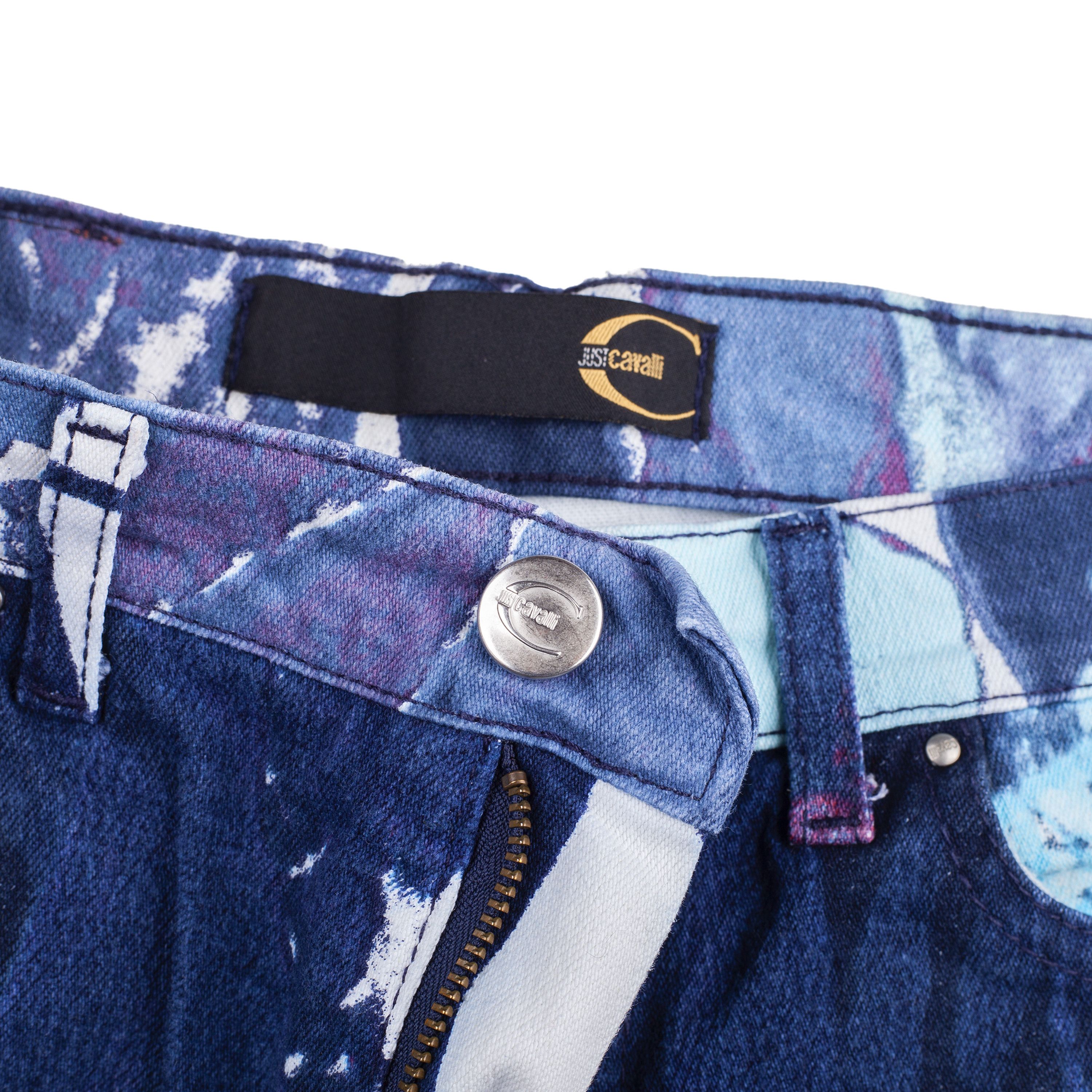 Just Cavalli Just Cavalli White Flowers Vintage Blue Pants Size 27" / US 4 / IT 40 - 4 Thumbnail