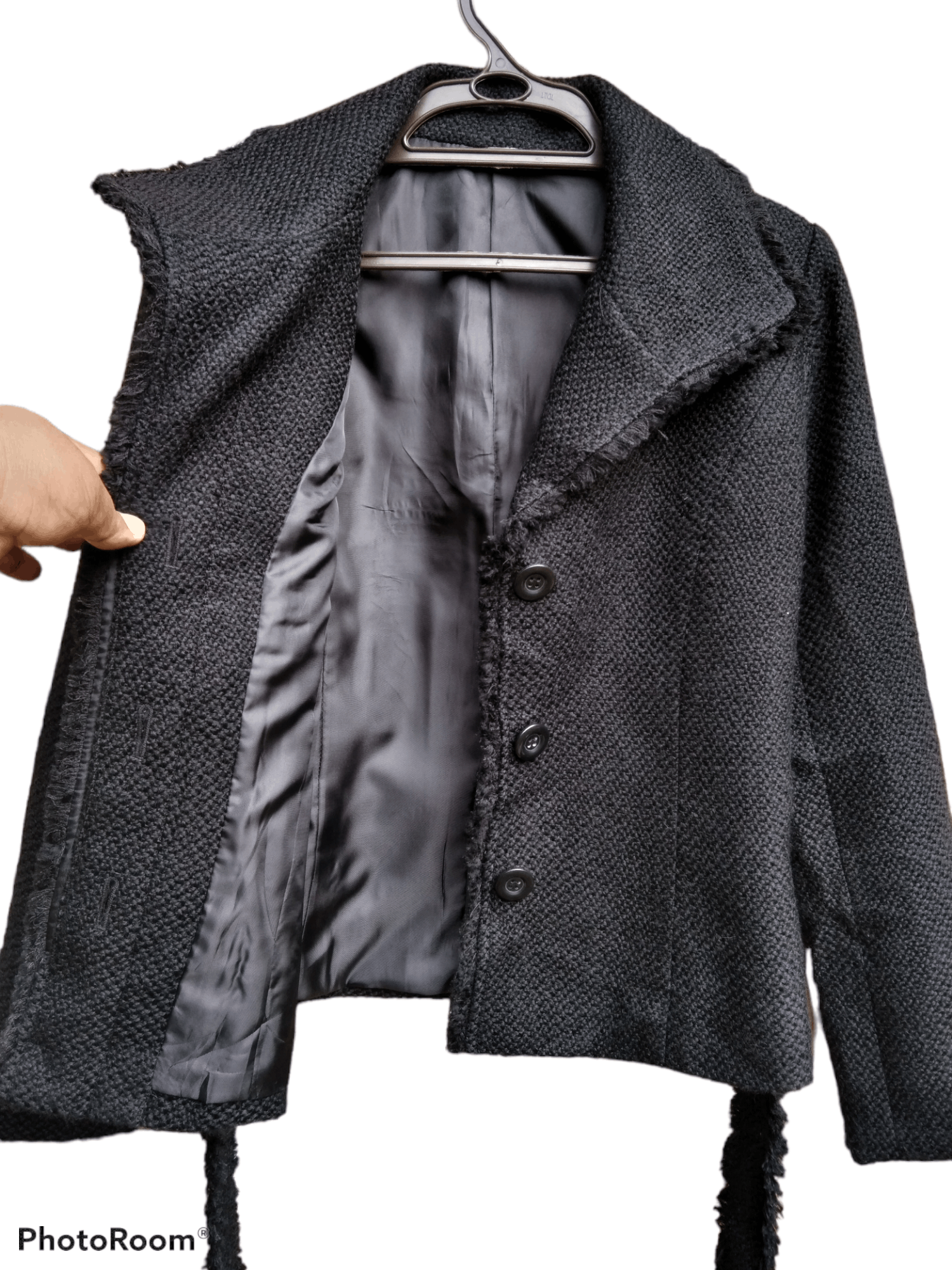 Japanese Brand AW WOMEN'S BLACK TEXTURED JACKET Size XS / US 0-2 / IT 36-38 - 4 Thumbnail