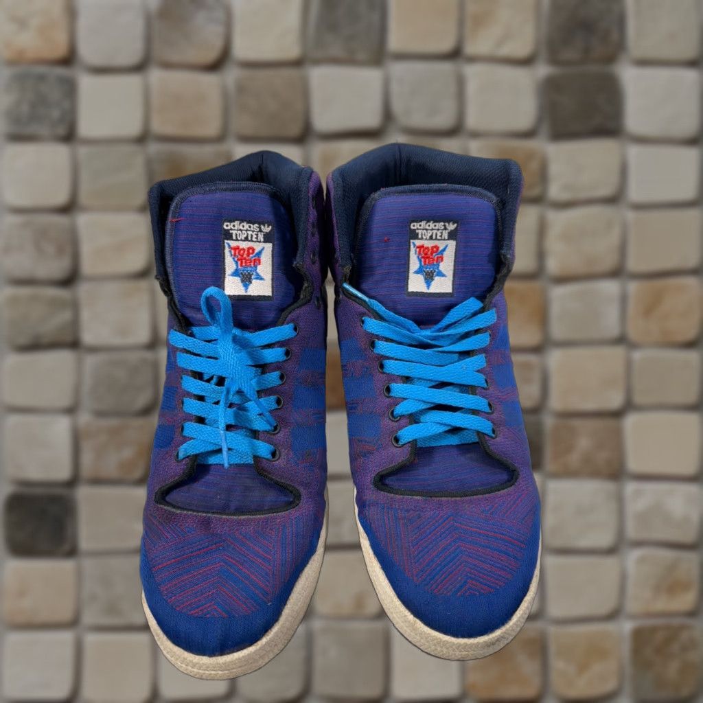 Adidas Adidas Top Ten Hi Woven Sneaker Shoes Mens 11 Purple Blue Lace-Up Size US L / EU 52-54 / 3 - 1 Thumbnail