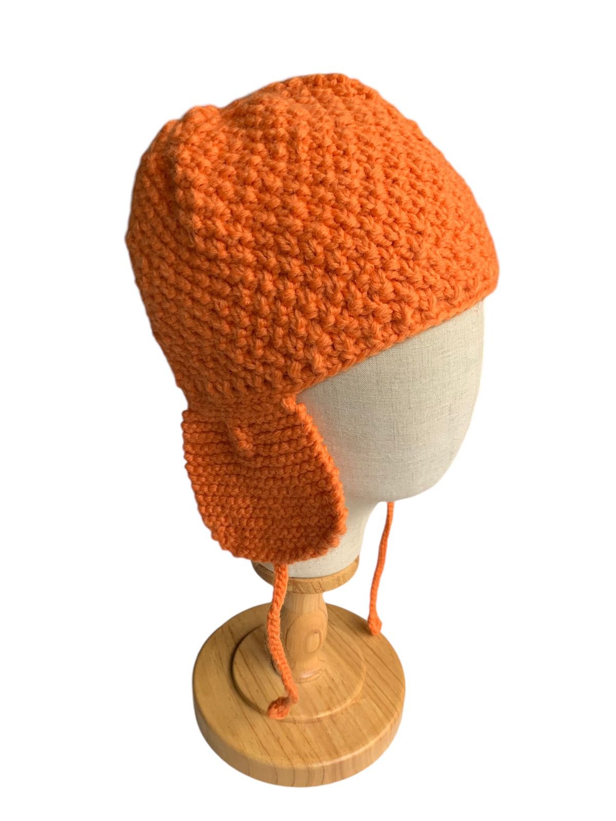 Handmade × Japanese Brand Knitted crochet Rare Design Earflap Beanie Hats Size ONE SIZE - 1 Thumbnail
