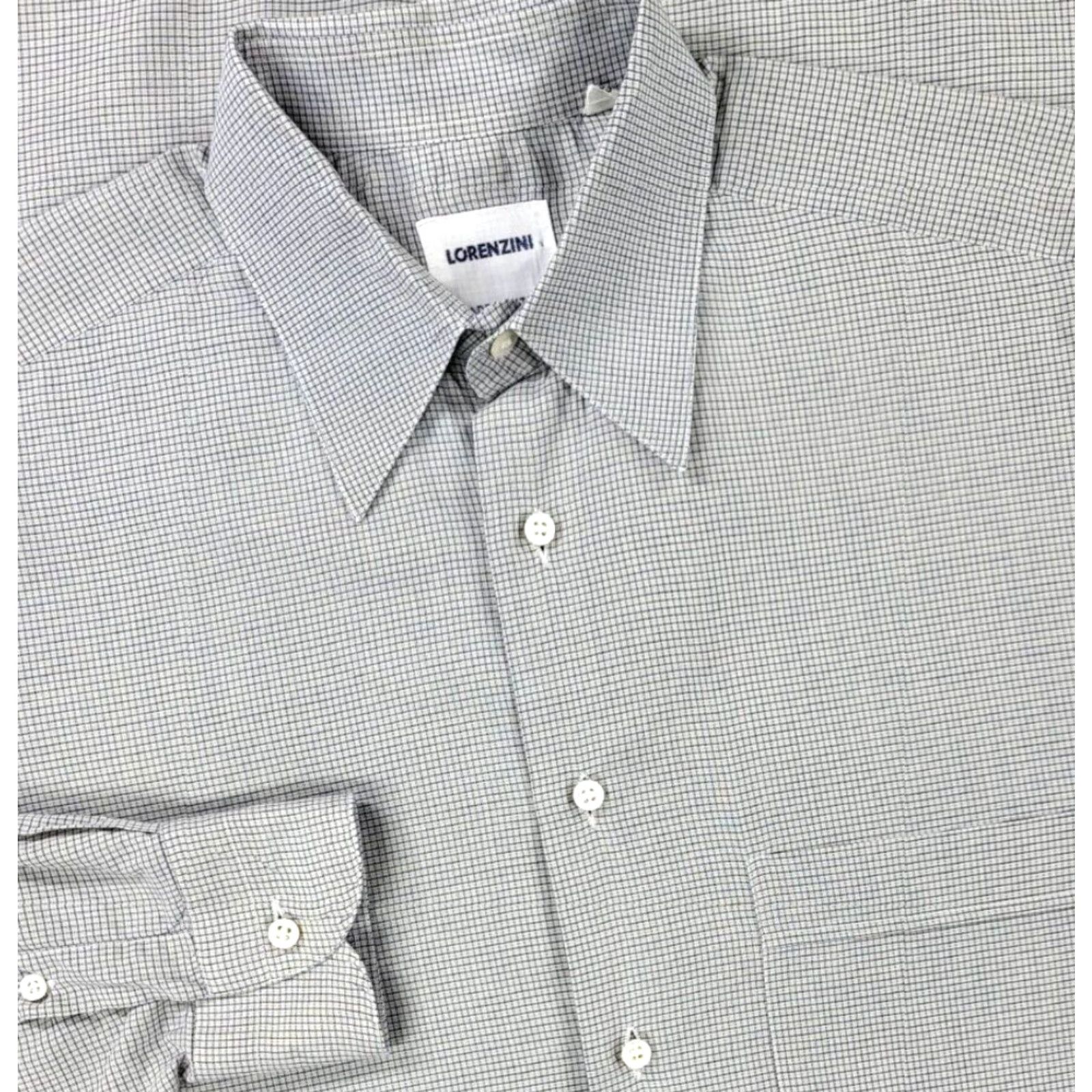 MadeMe Lorenzini Dress Shirt Mens Gray Long Sleeve Cotton 39-15.5-35/36 Italy Made M Size 40R - 2 Thumbnail