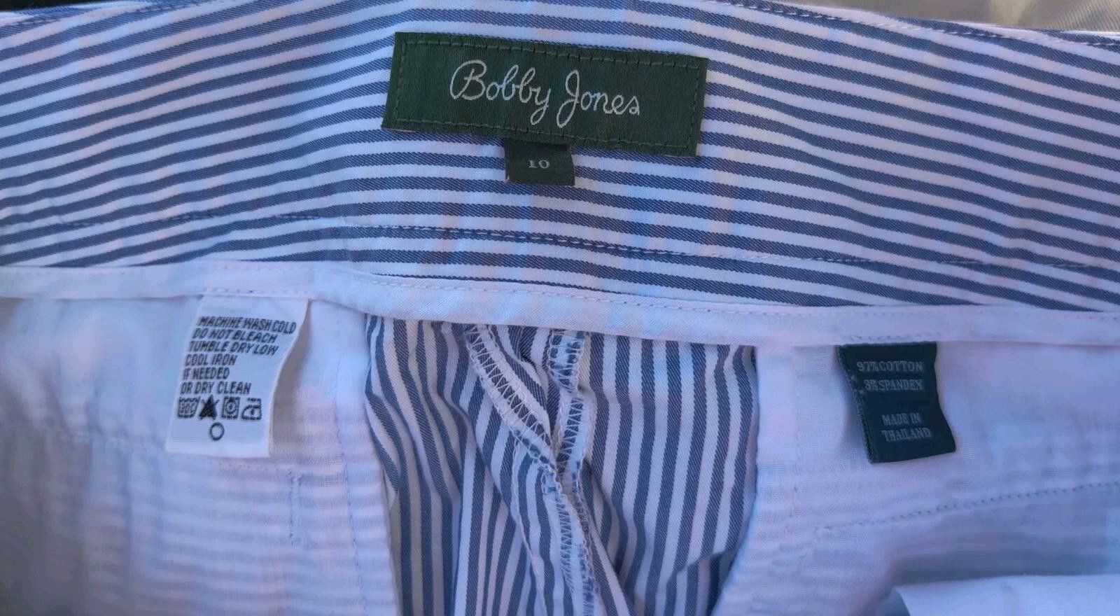 Bobby Jones Bobby Jones Shorts Womens Size 10 White Blue Pinstripe Cotto Size 32" / US 10 / IT 46 - 9 Thumbnail