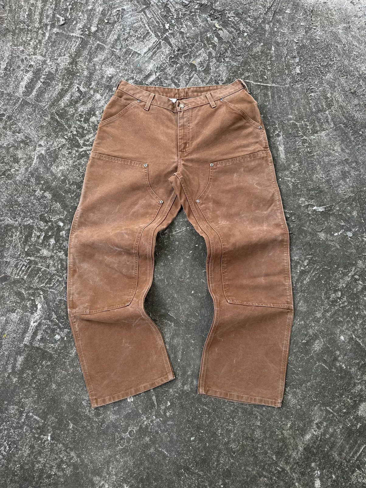 Carhartt (33x31) Crazy Faded Carhartt Double Knee Brown/Tan Size US 33 - 1 Thumbnail