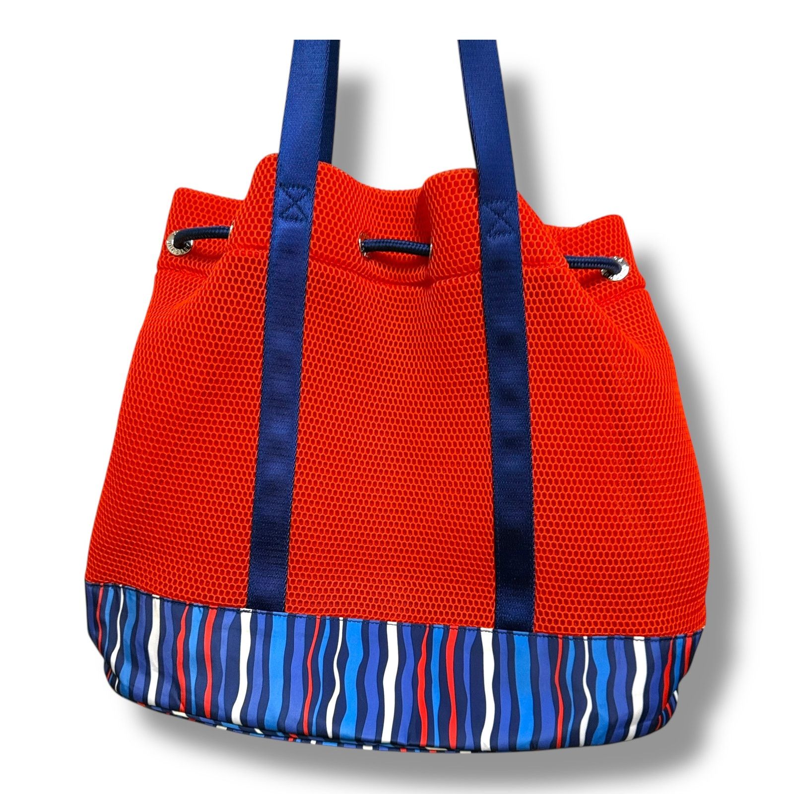 Vera Bradley Vera Bradley Orange Cobalt Stripe Mesh Drawstring Tote Bag Size ONE SIZE - 4 Thumbnail