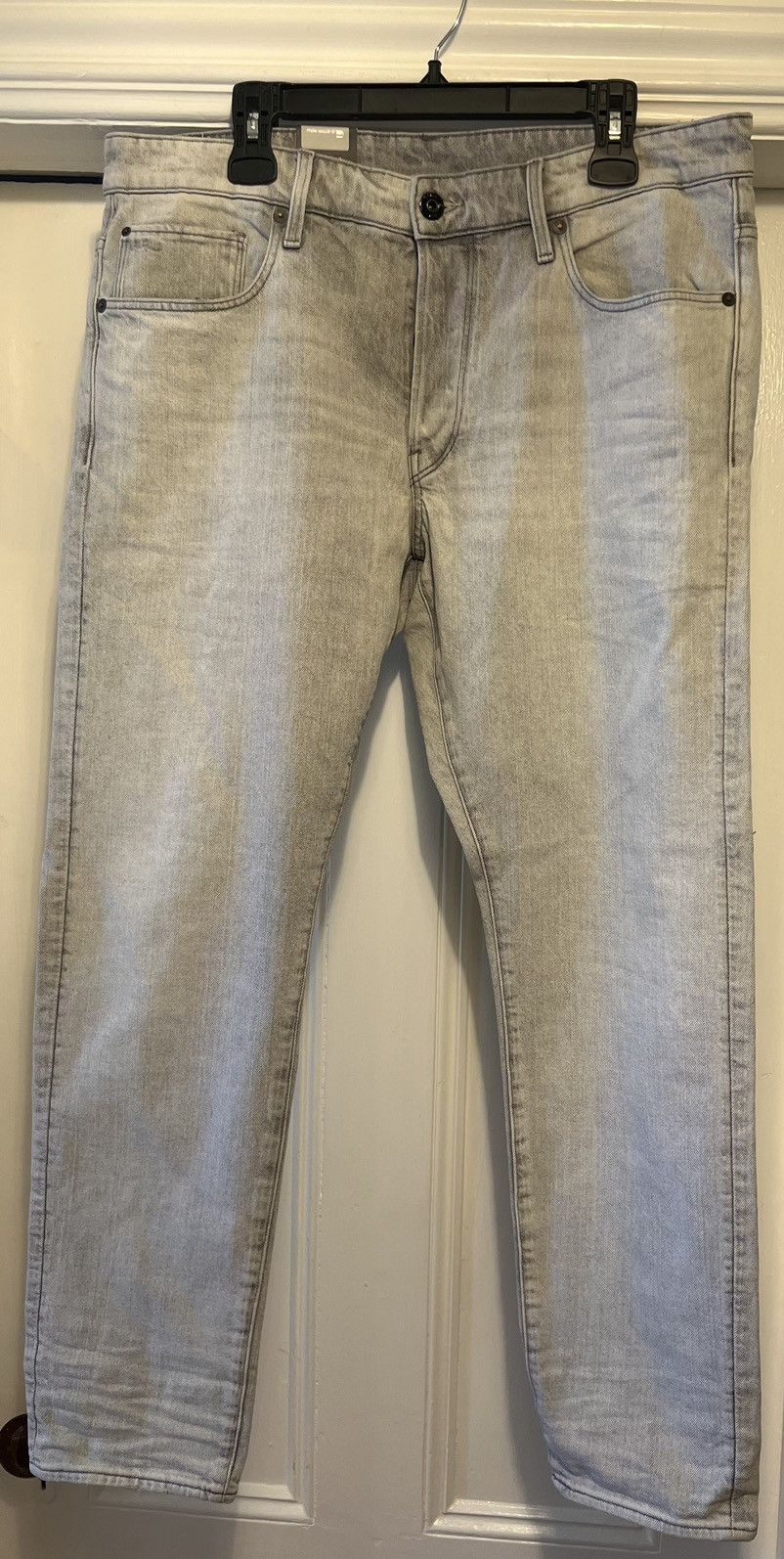 image of G Star Raw x Jean Authentic G-Star Raw Slim 3301 Sun Iron Faded Jeans 36W 32L in Grey, Men's